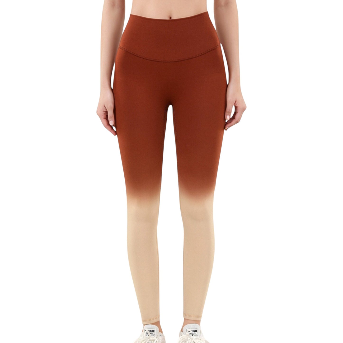 High Waist Ombre Gradient Seamless Leggings with Wide Waistband