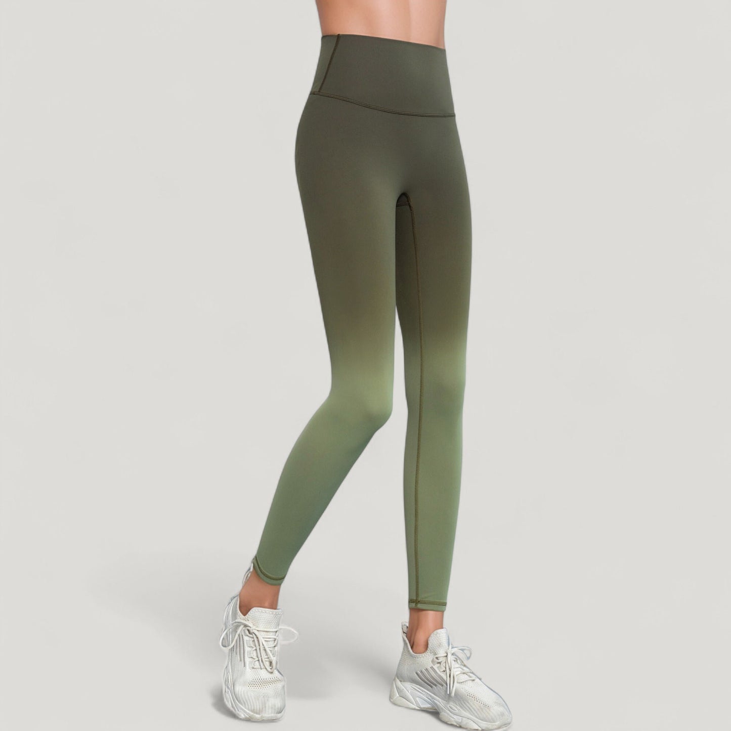 High Waist Ombre Gradient Seamless Leggings with Wide Waistband