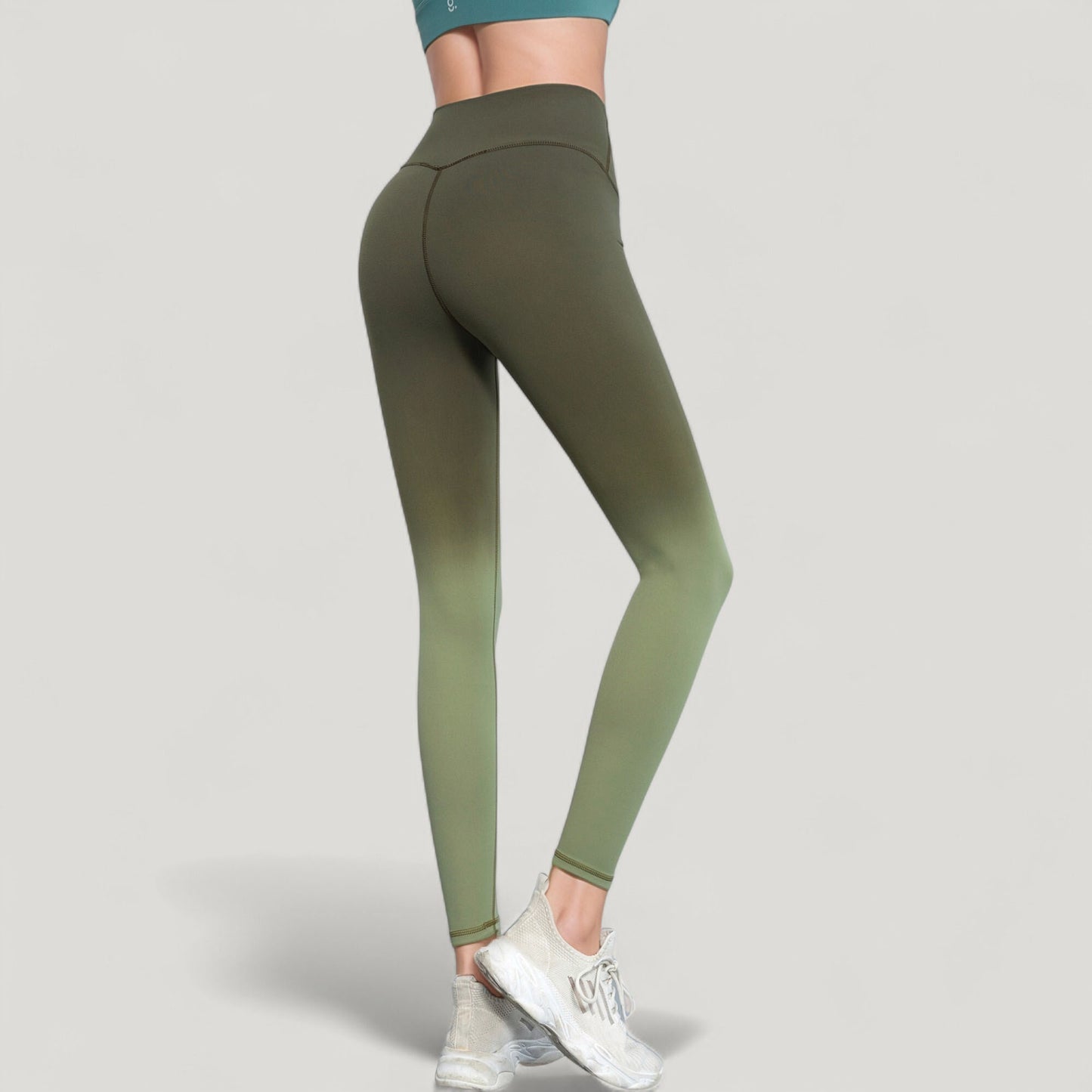 High Waist Ombre Gradient Seamless Leggings with Wide Waistband