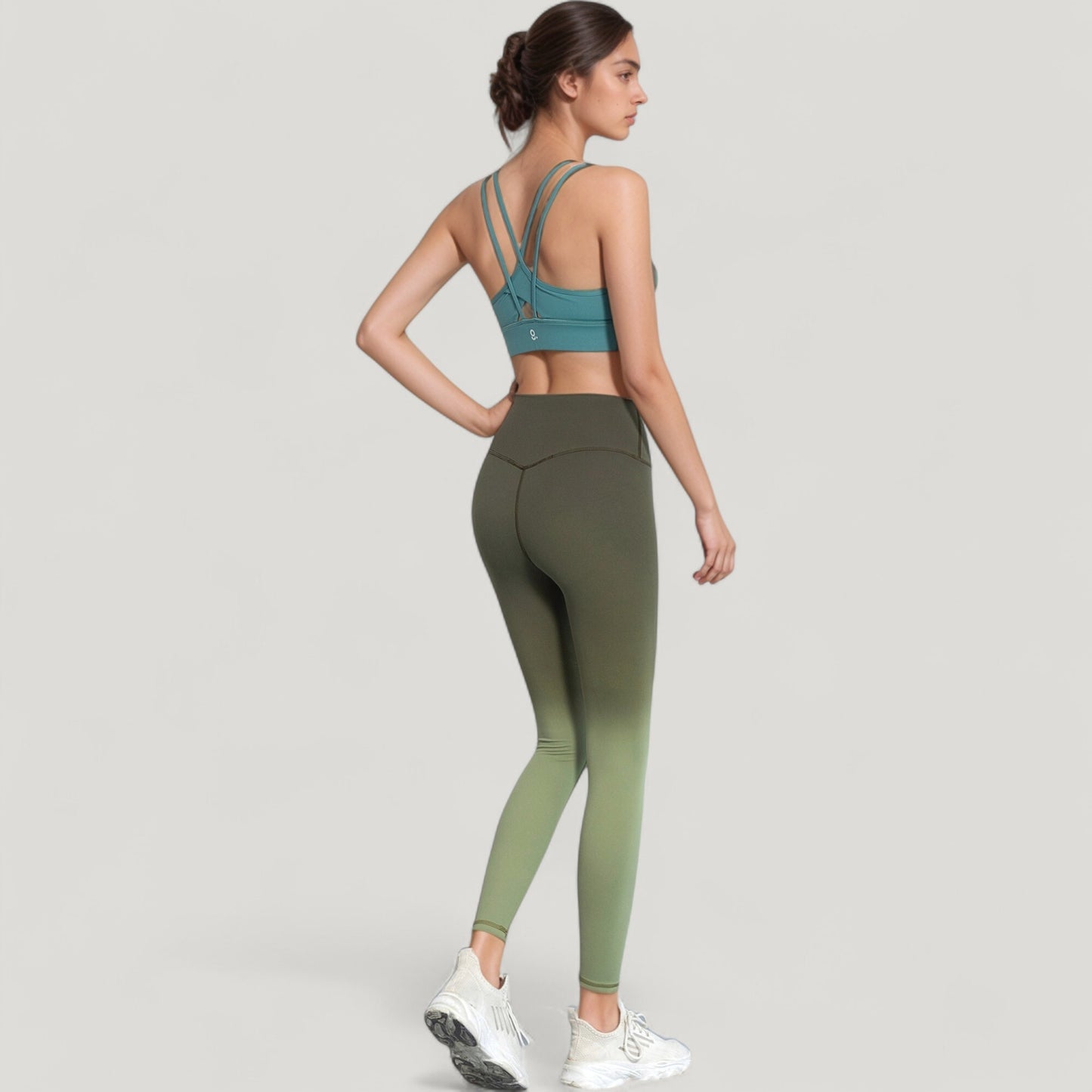 High Waist Ombre Gradient Seamless Leggings with Wide Waistband