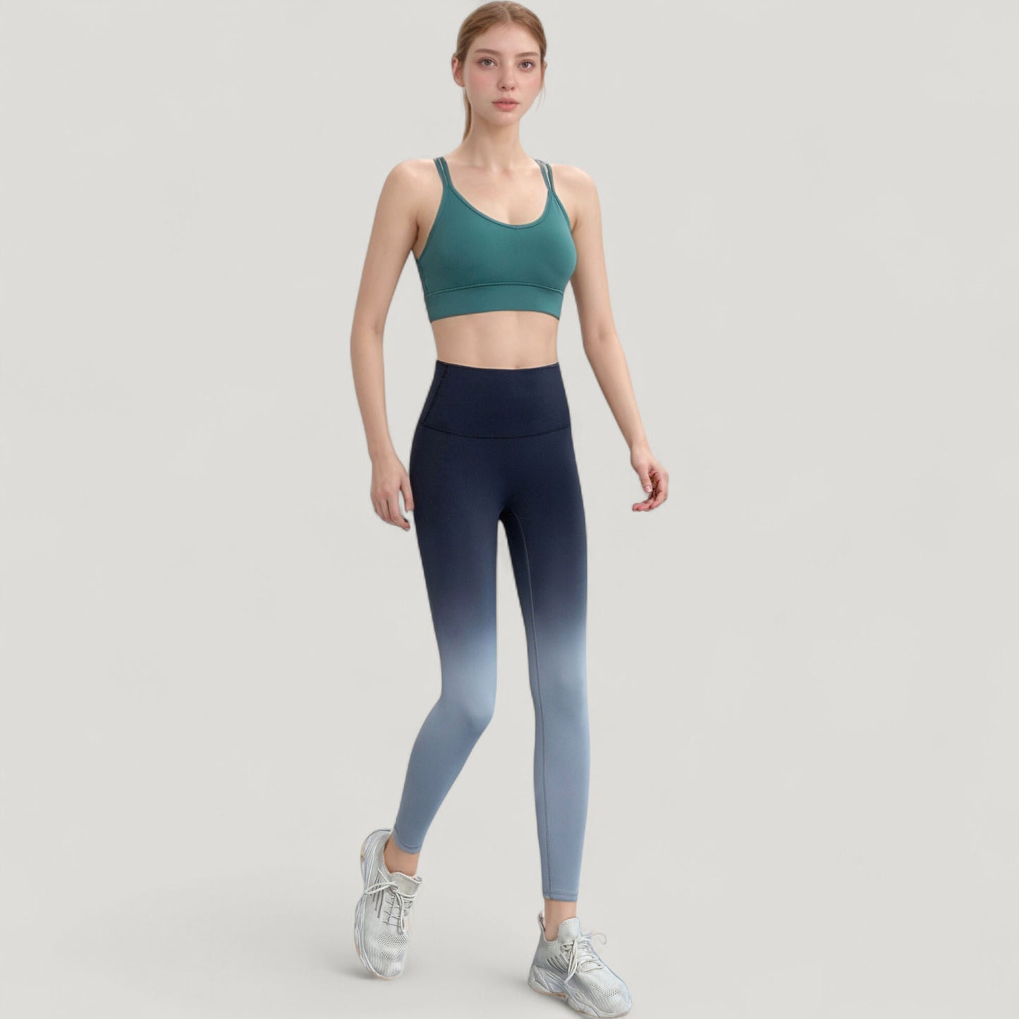 High Waist Ombre Gradient Seamless Leggings with Wide Waistband