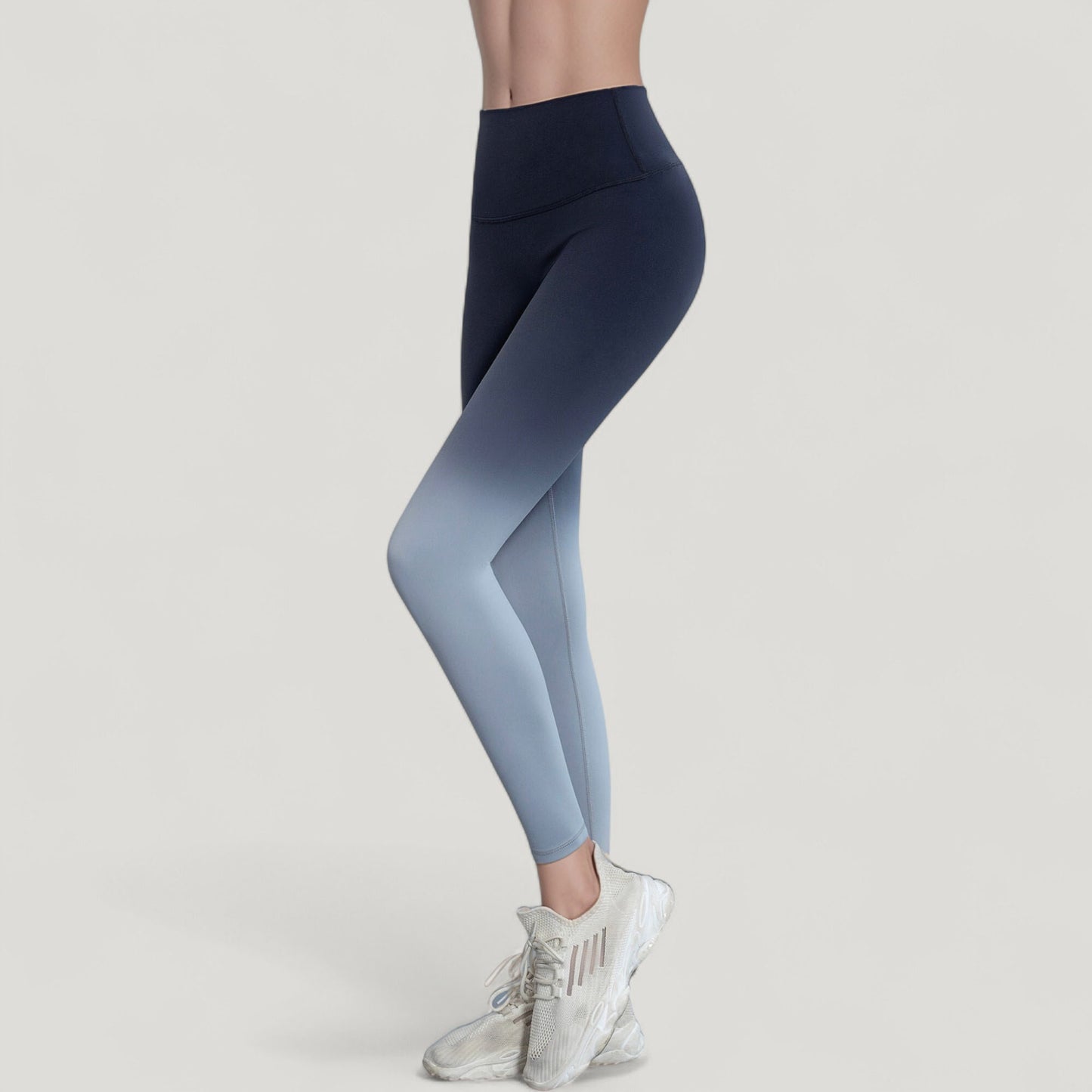 High Waist Ombre Gradient Seamless Leggings with Wide Waistband