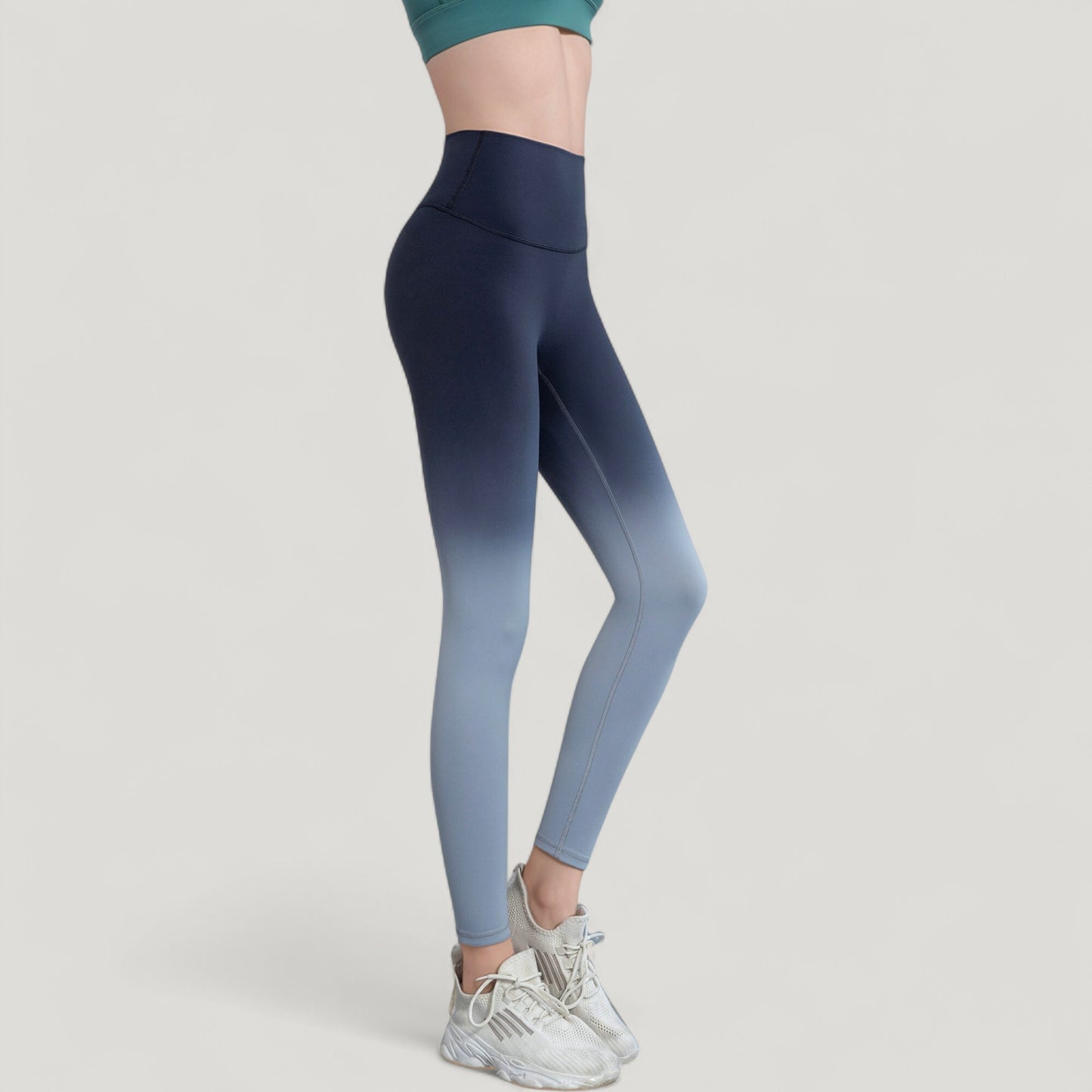High Waist Ombre Gradient Seamless Leggings with Wide Waistband