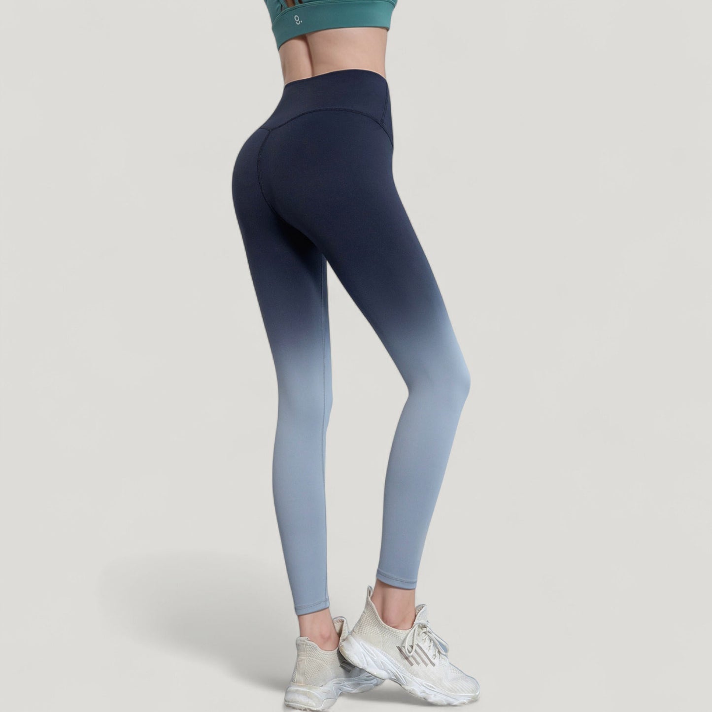 High Waist Ombre Gradient Seamless Leggings with Wide Waistband