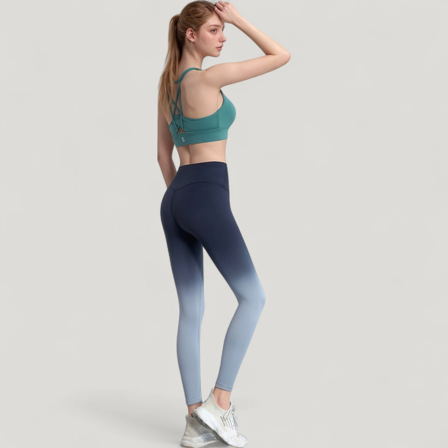 High Waist Ombre Gradient Seamless Leggings with Wide Waistband