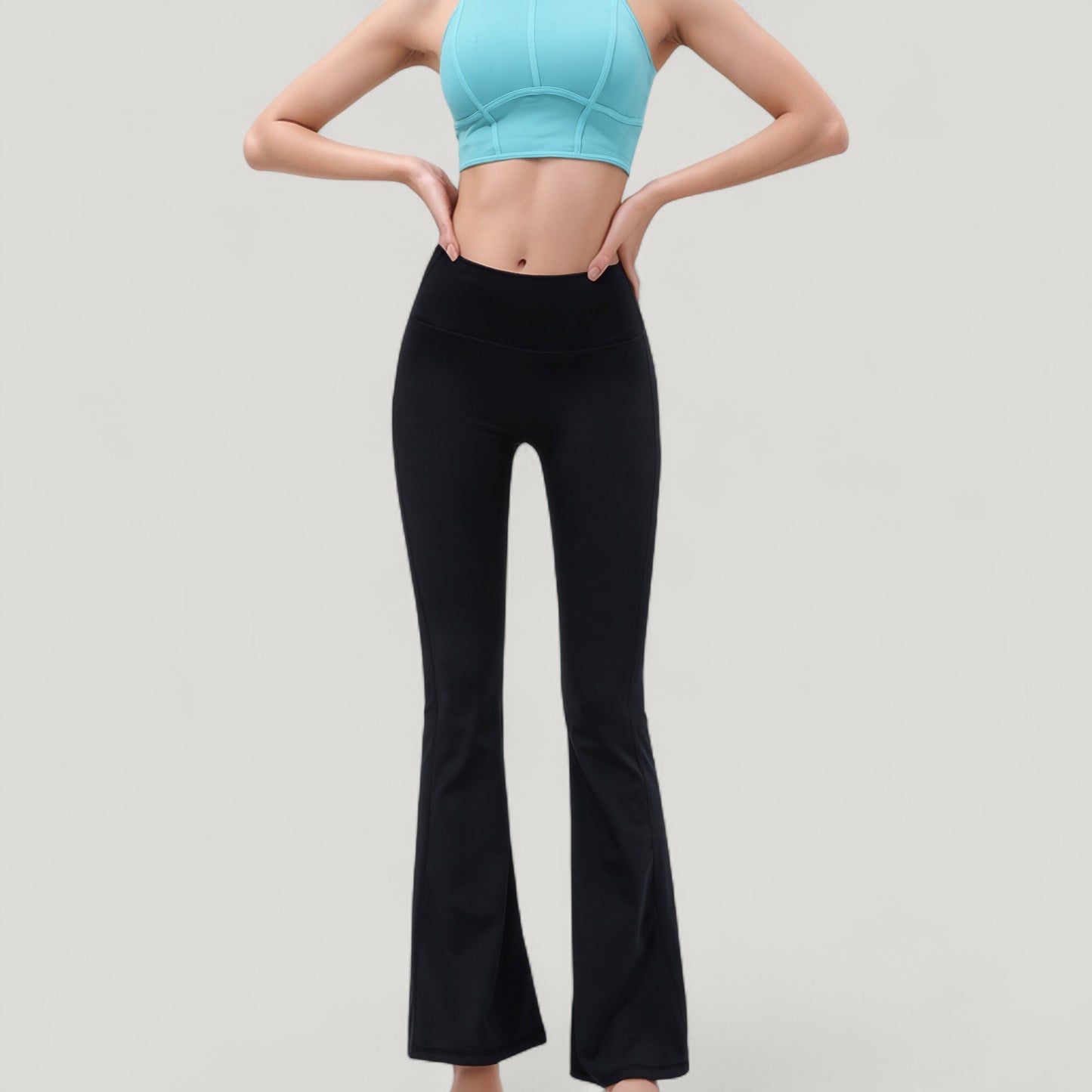 High Waist Flare Yoga Pants with Seam Detailing