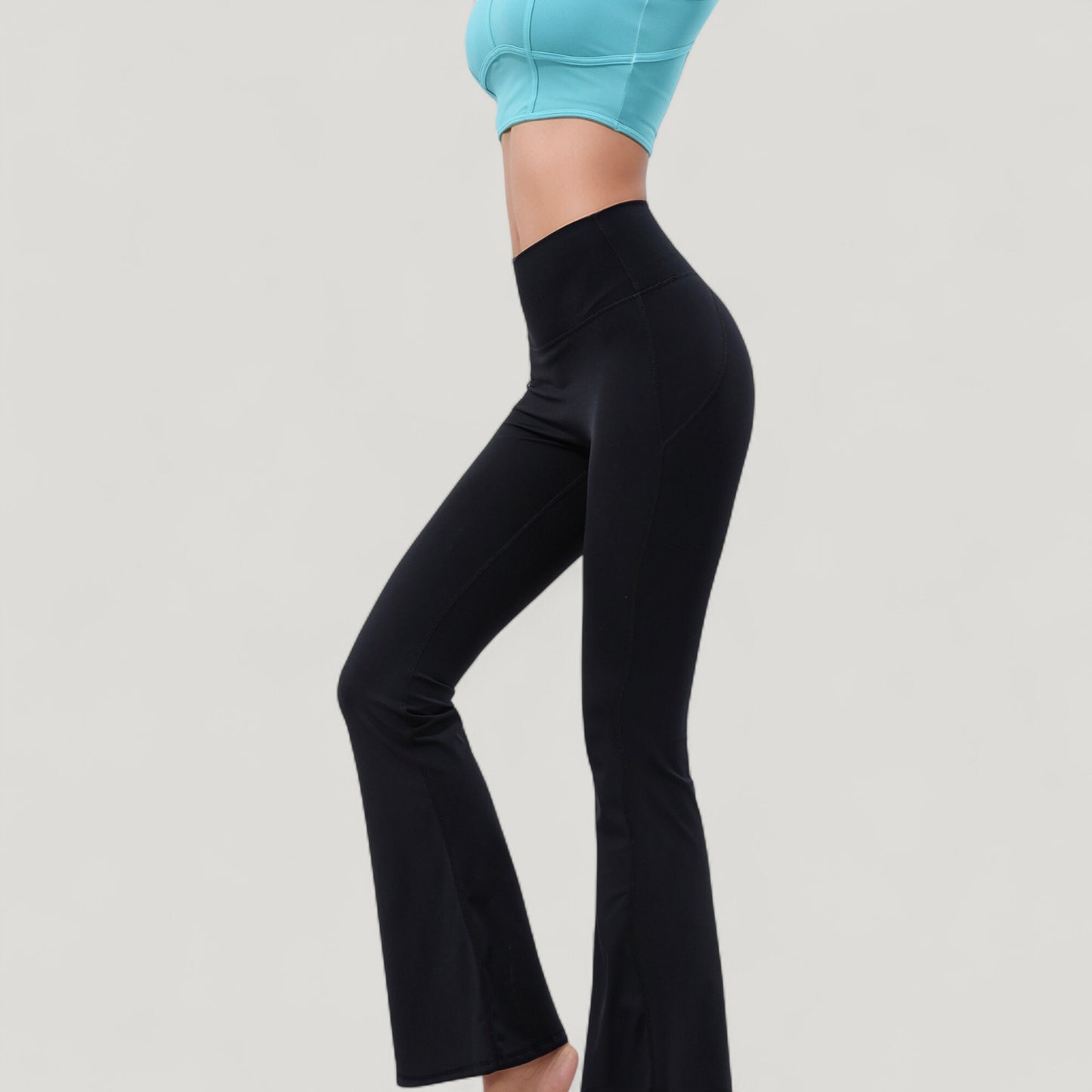 High Waist Flare Yoga Pants with Seam Detailing