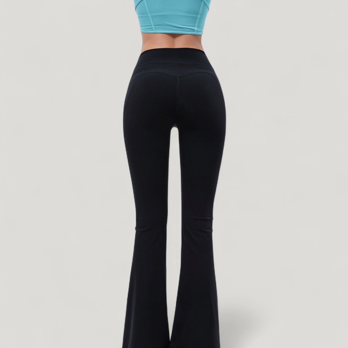 High Waist Flare Yoga Pants with Seam Detailing