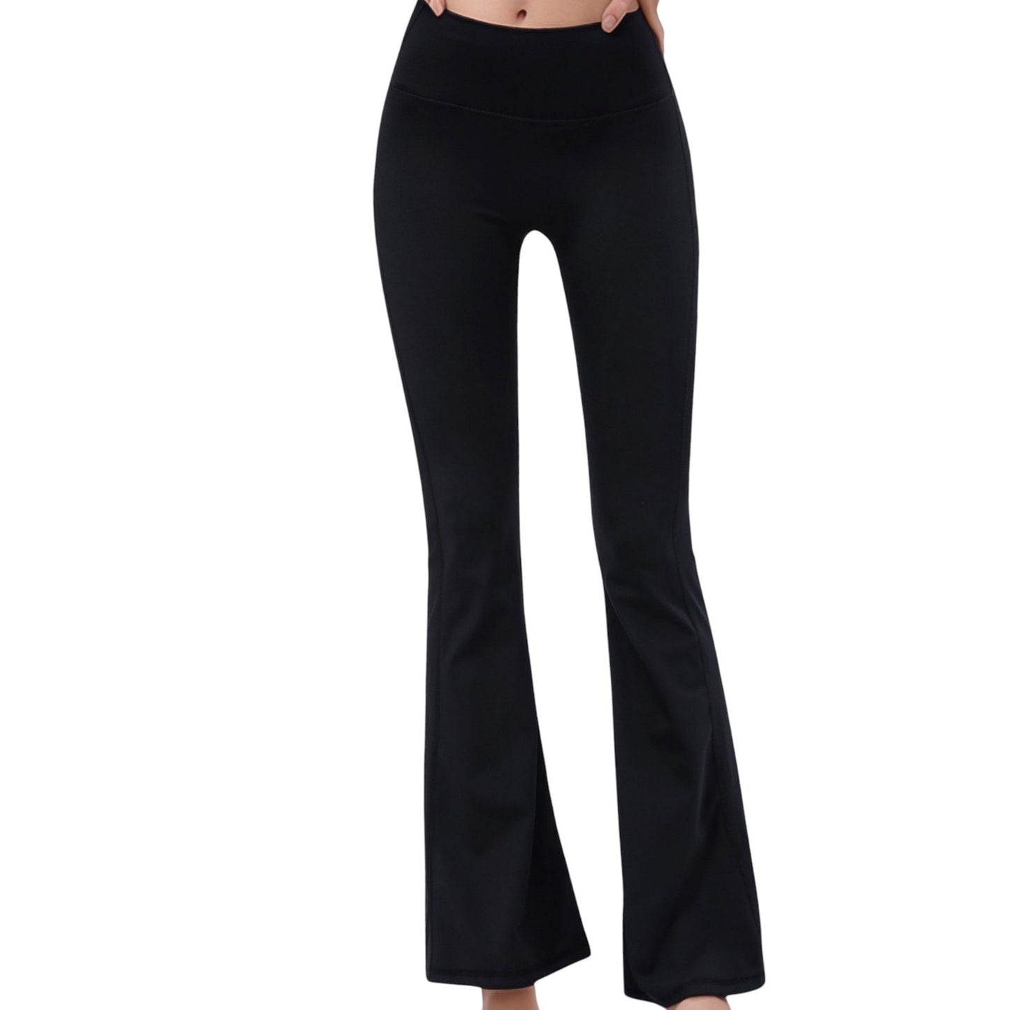 High Waist Flare Yoga Pants with Seam Detailing