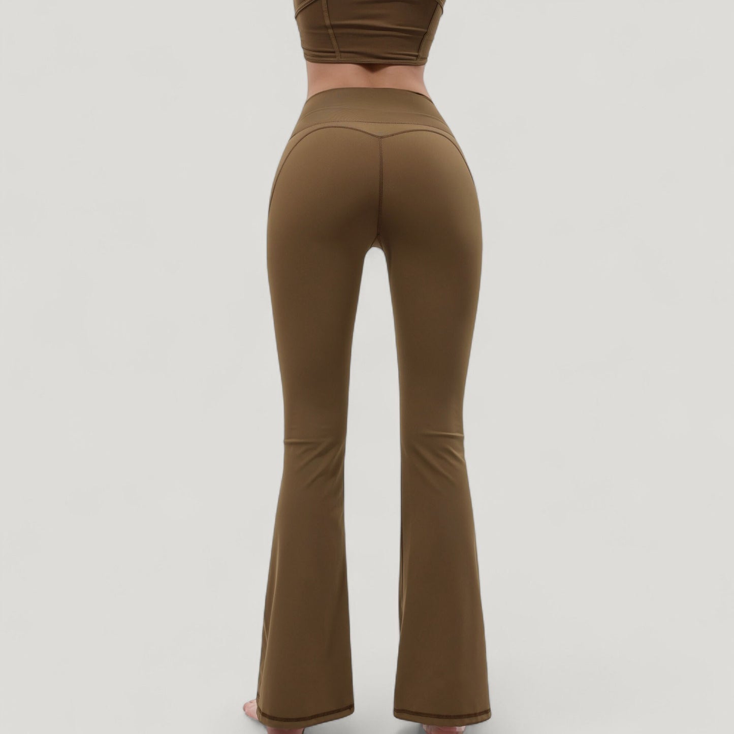 High Waist Flare Yoga Pants with Seam Detailing