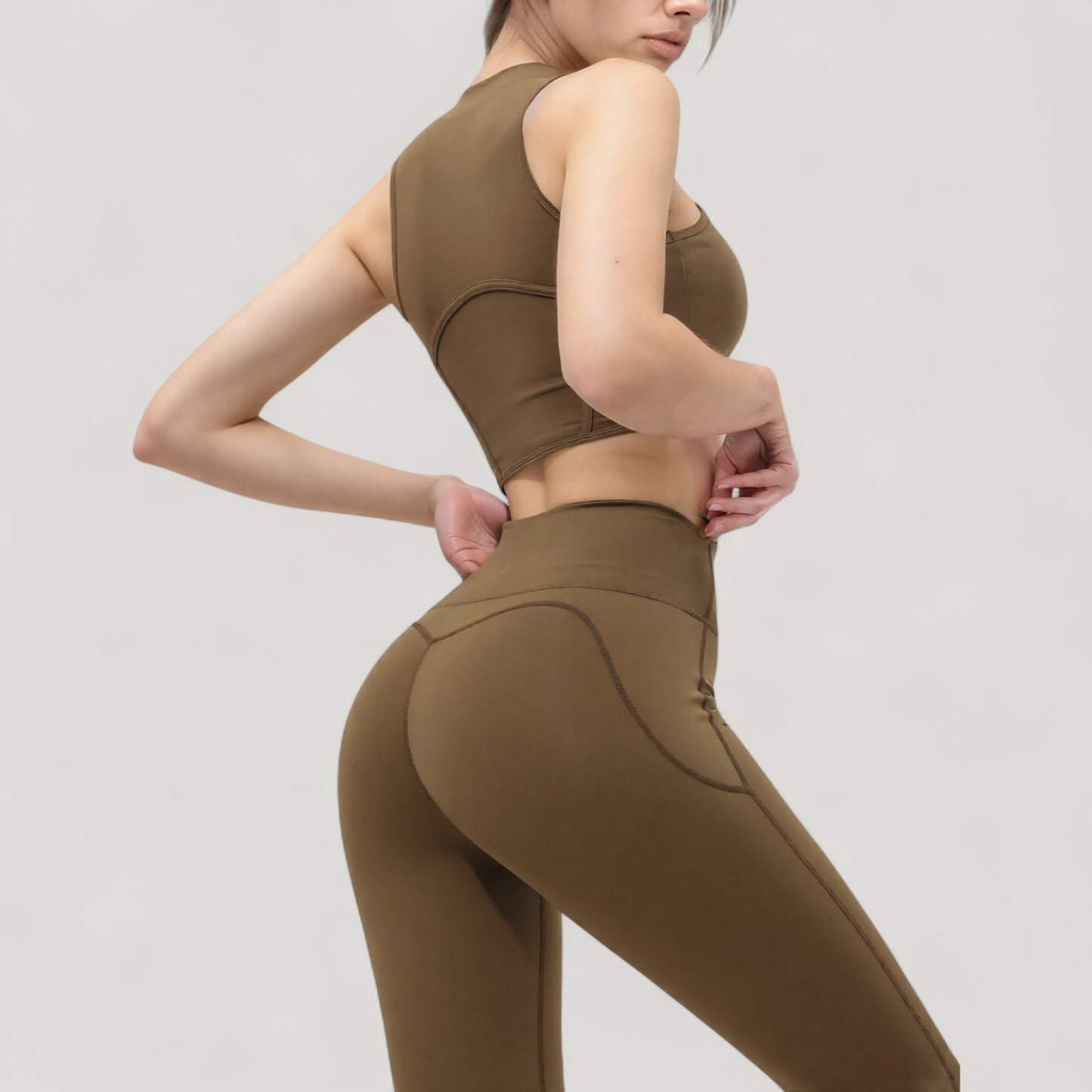 High Waist Flare Yoga Pants with Seam Detailing
