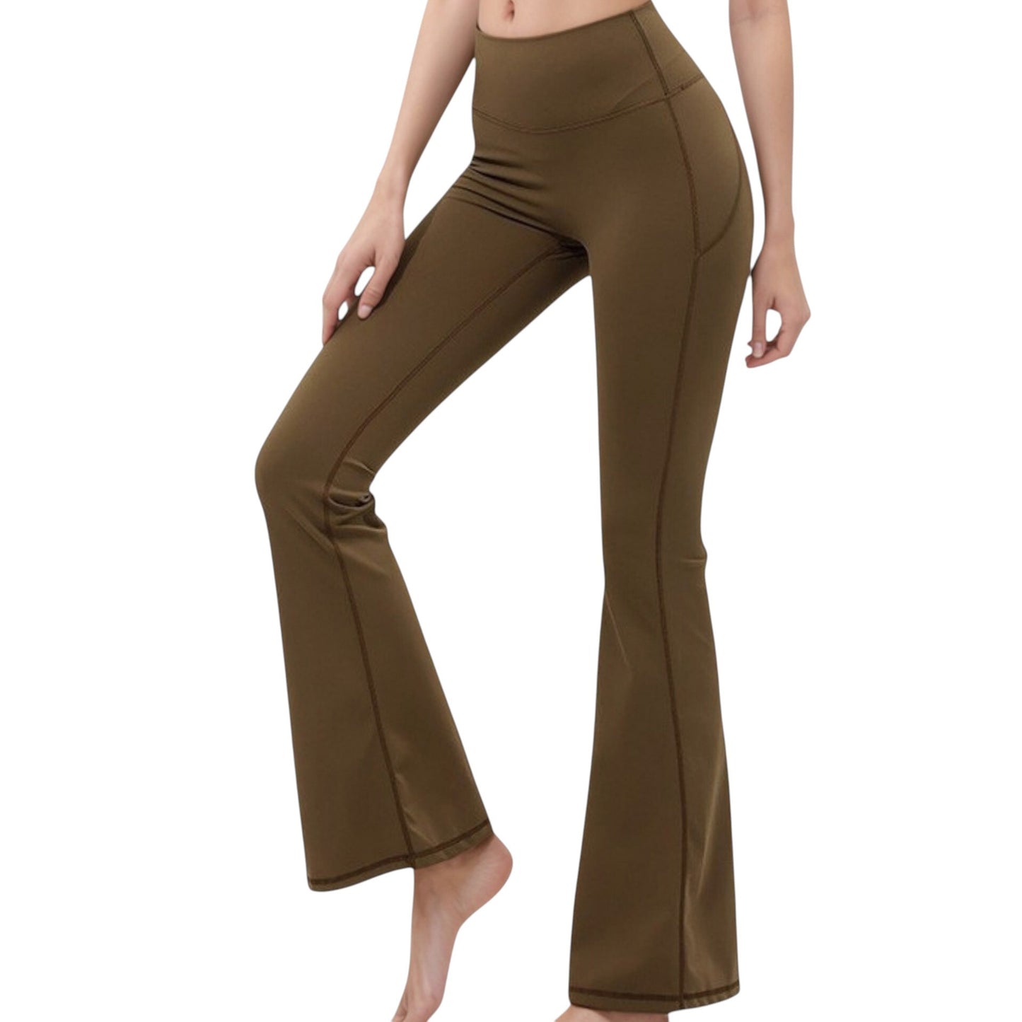 High Waist Flare Yoga Pants with Seam Detailing