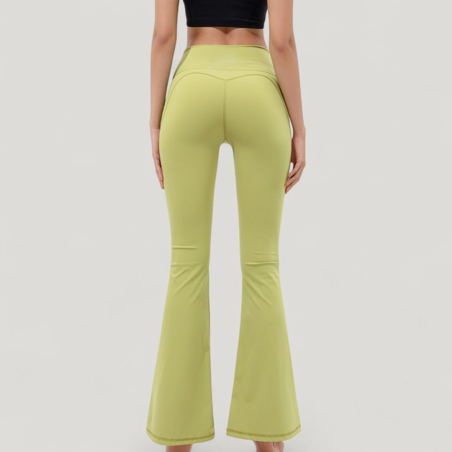 High Waist Flare Yoga Pants with Seam Detailing