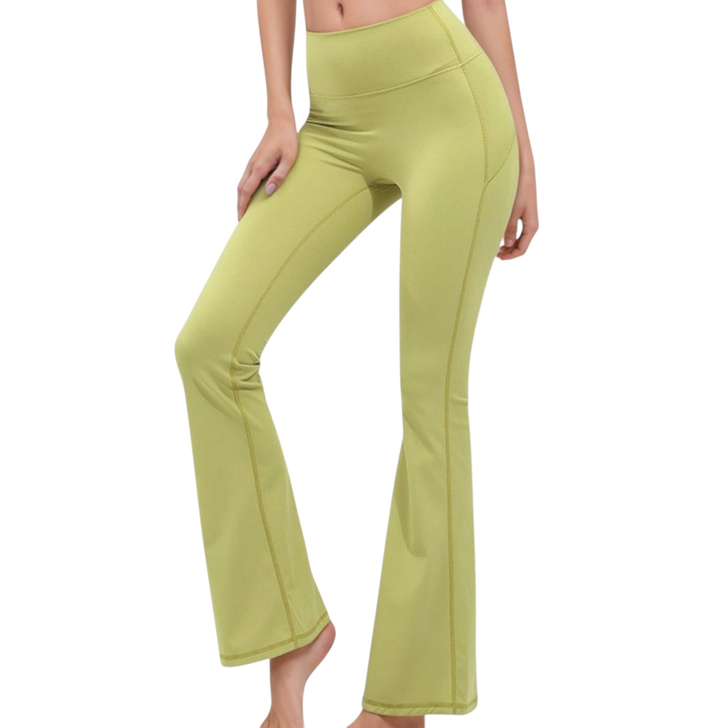 High Waist Flare Yoga Pants with Seam Detailing