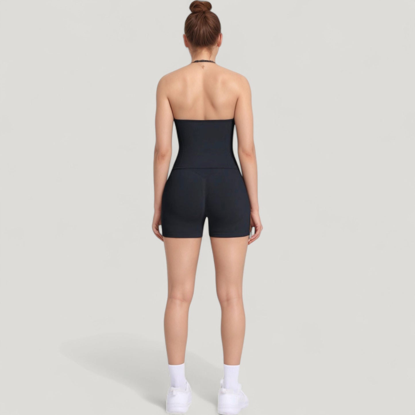 Seamless Active Set with Halter Neck Top and Fitted Shorts