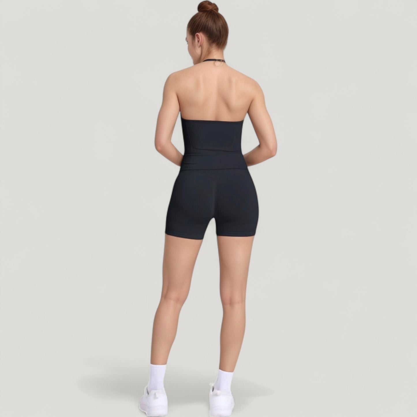 Seamless Active Set with Halter Neck Top and Fitted Shorts