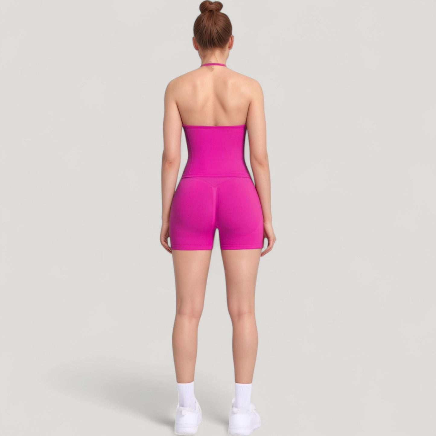 Seamless Active Set with Halter Neck Top and Fitted Shorts