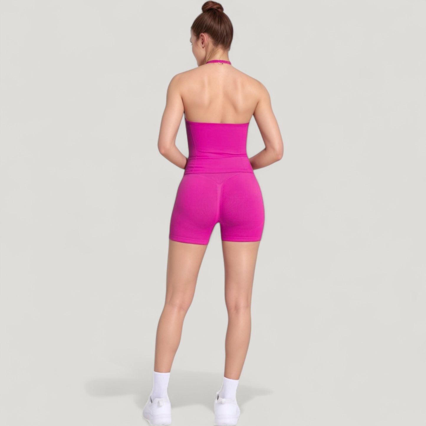 Seamless Active Set with Halter Neck Top and Fitted Shorts