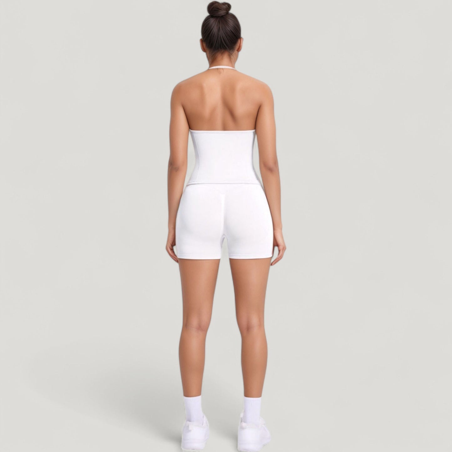 Seamless Active Set with Halter Neck Top and Fitted Shorts