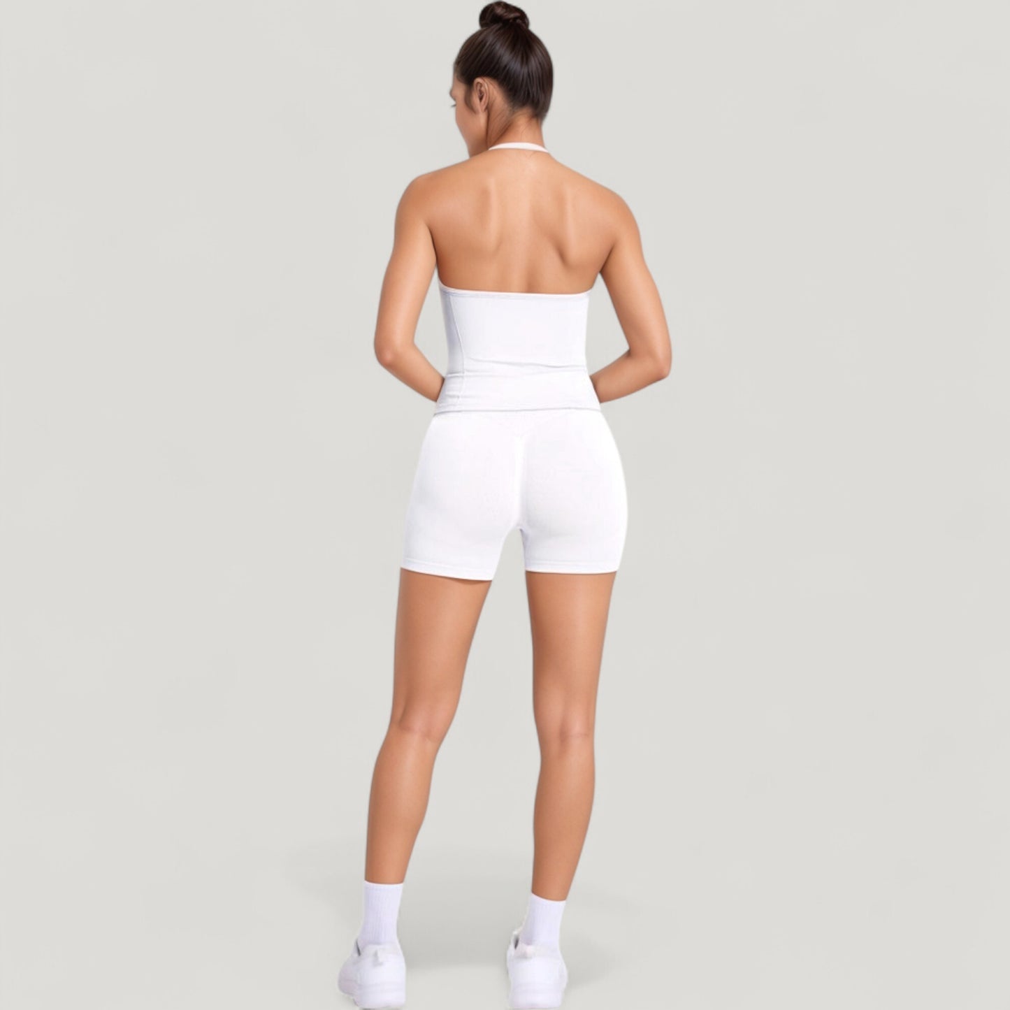 Seamless Active Set with Halter Neck Top and Fitted Shorts
