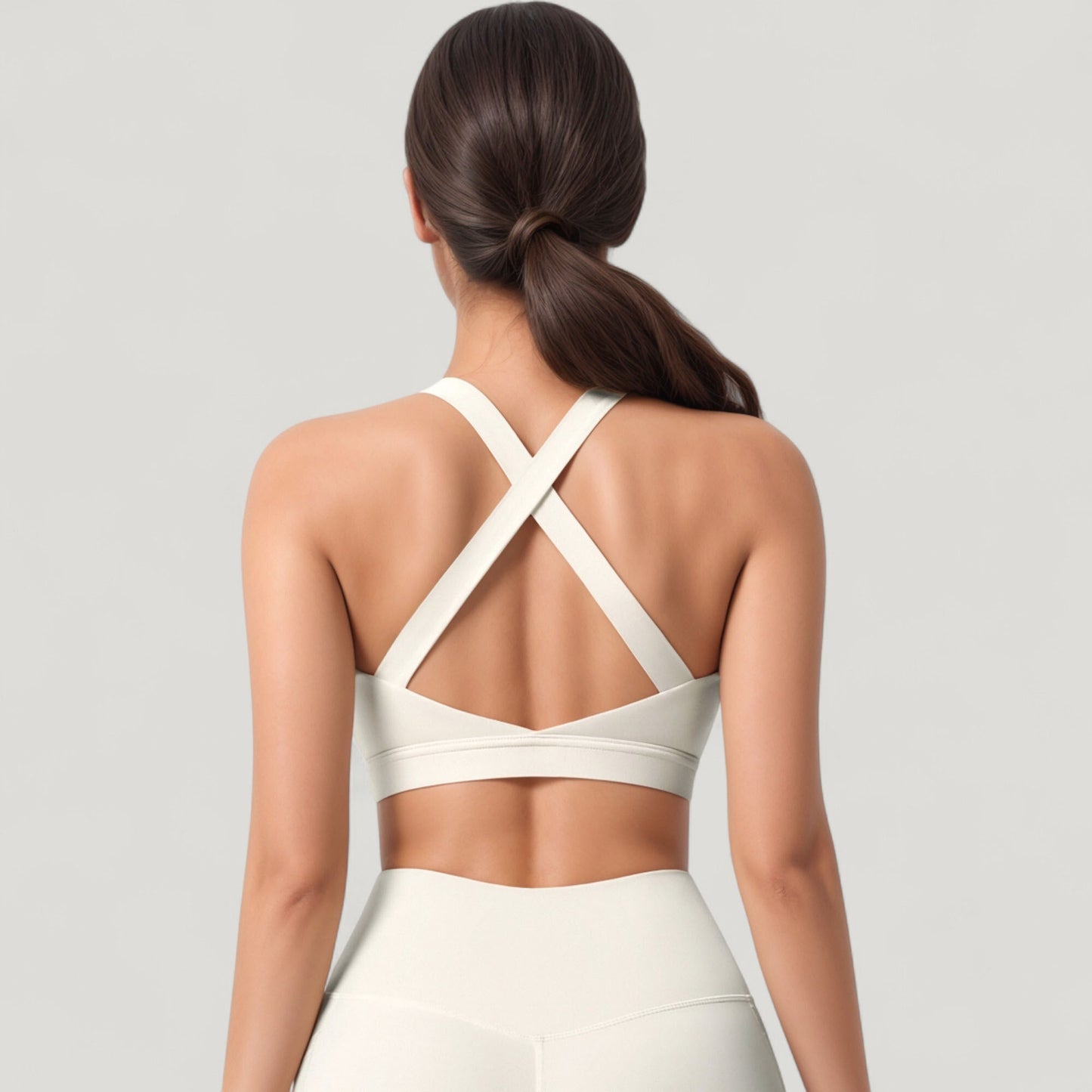 Scoop Neck Seamless Athletic Crop Top with Wide Shoulder Straps
