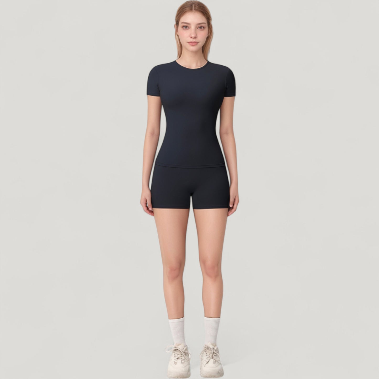 Fitted Short Sleeve Top and High Waist Shorts 2-Piece Active Set