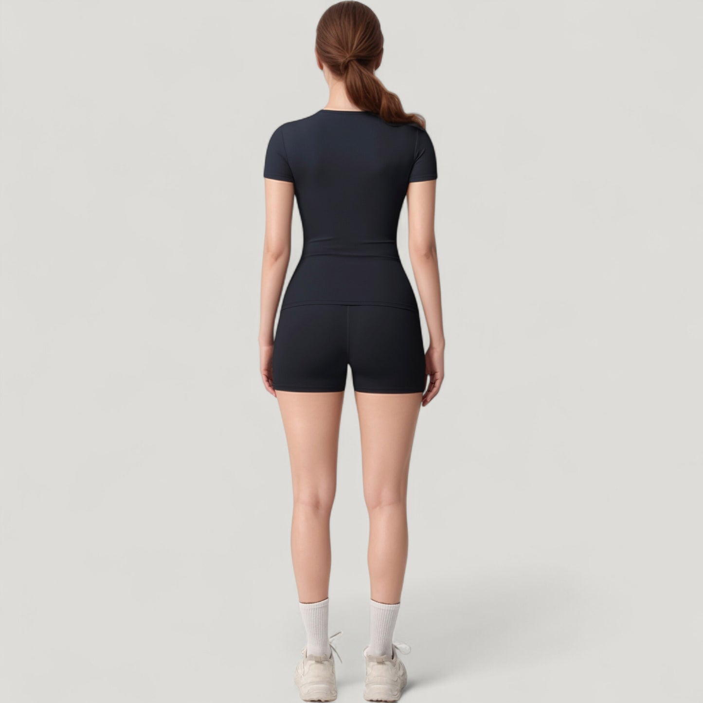 Fitted Short Sleeve Top and High Waist Shorts 2-Piece Active Set