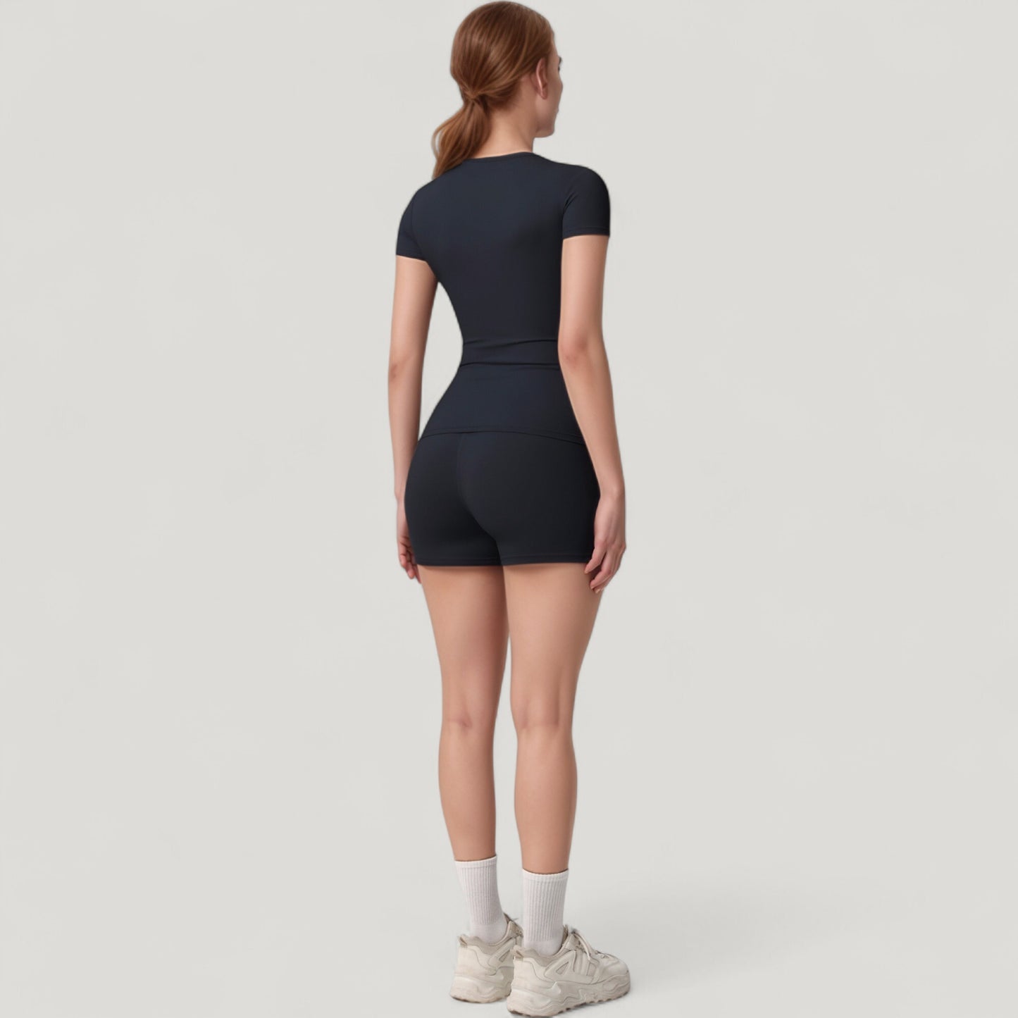 Fitted Short Sleeve Top and High Waist Shorts 2-Piece Active Set