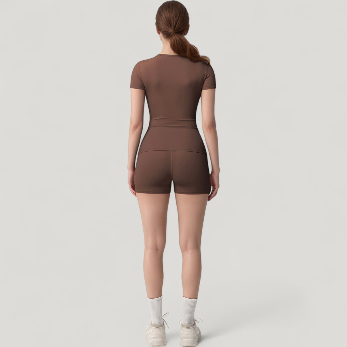Fitted Short Sleeve Top and High Waist Shorts 2-Piece Active Set