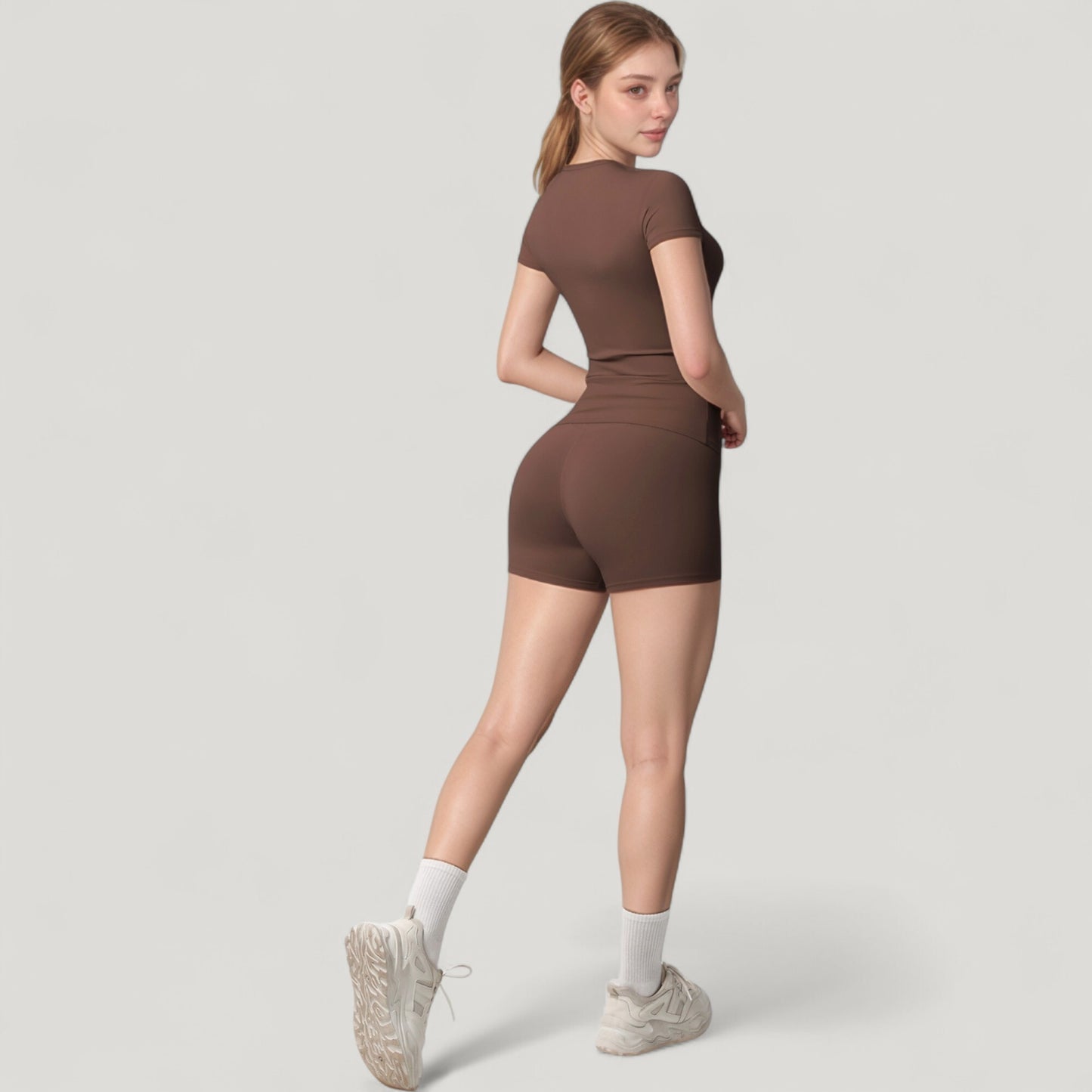 Fitted Short Sleeve Top and High Waist Shorts 2-Piece Active Set