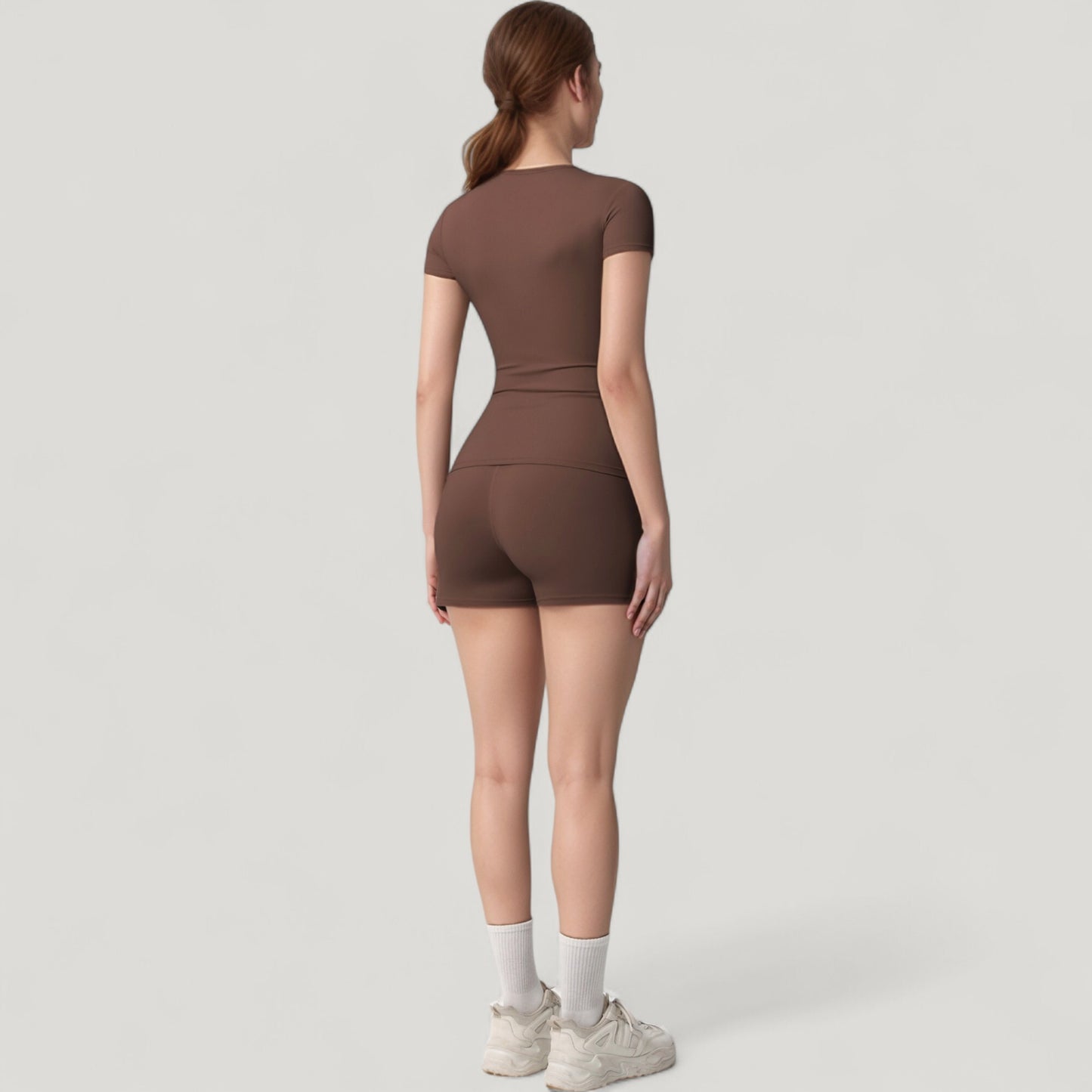 Fitted Short Sleeve Top and High Waist Shorts 2-Piece Active Set