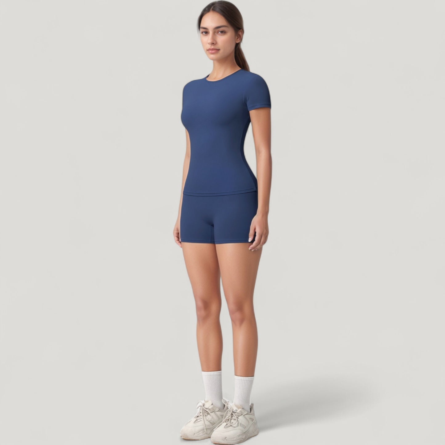 Fitted Short Sleeve Top and High Waist Shorts 2-Piece Active Set