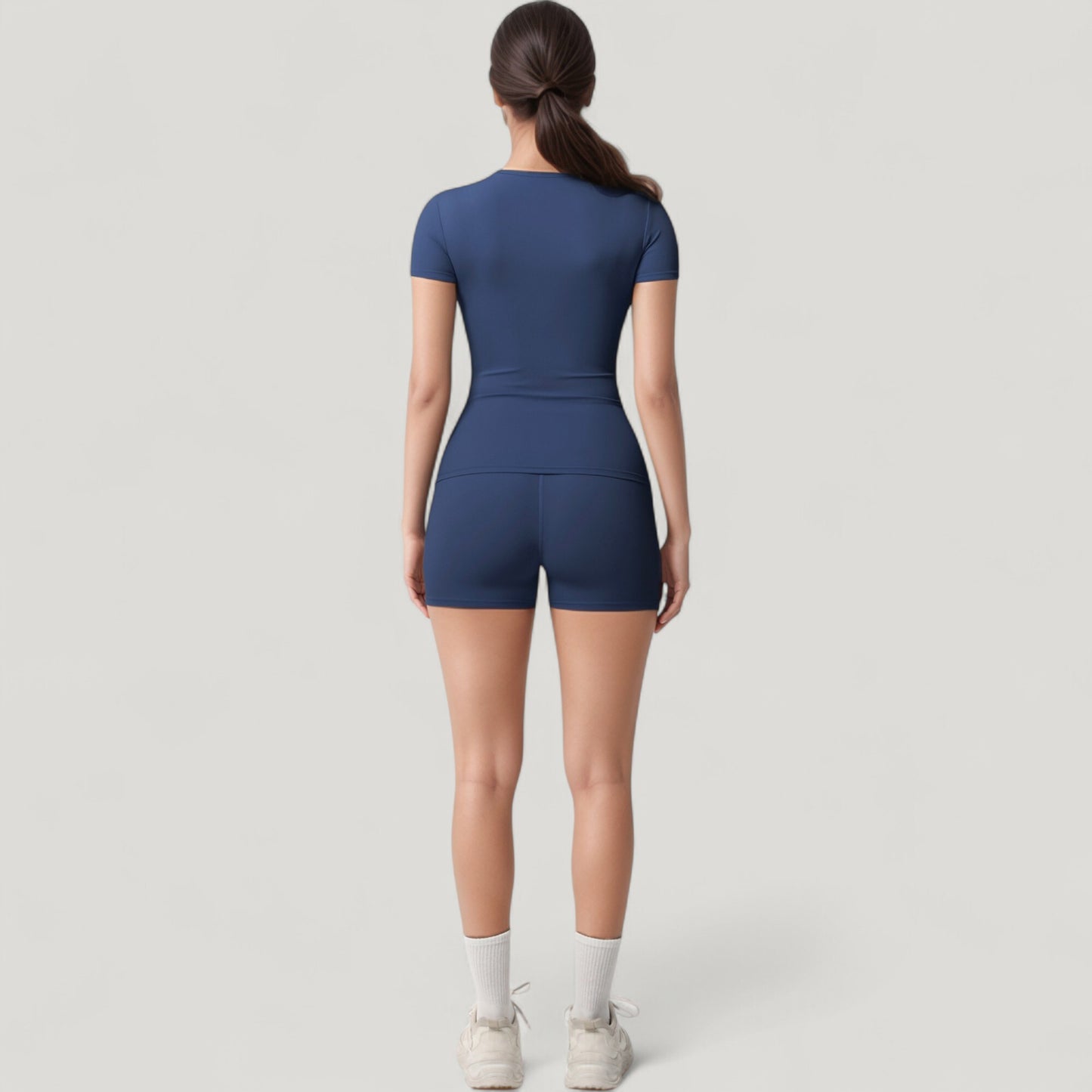 Fitted Short Sleeve Top and High Waist Shorts 2-Piece Active Set
