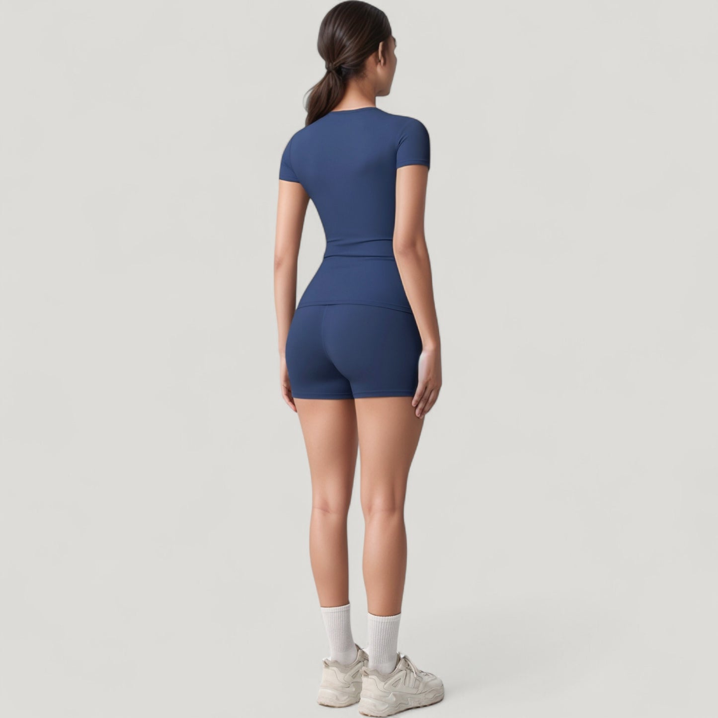 Fitted Short Sleeve Top and High Waist Shorts 2-Piece Active Set