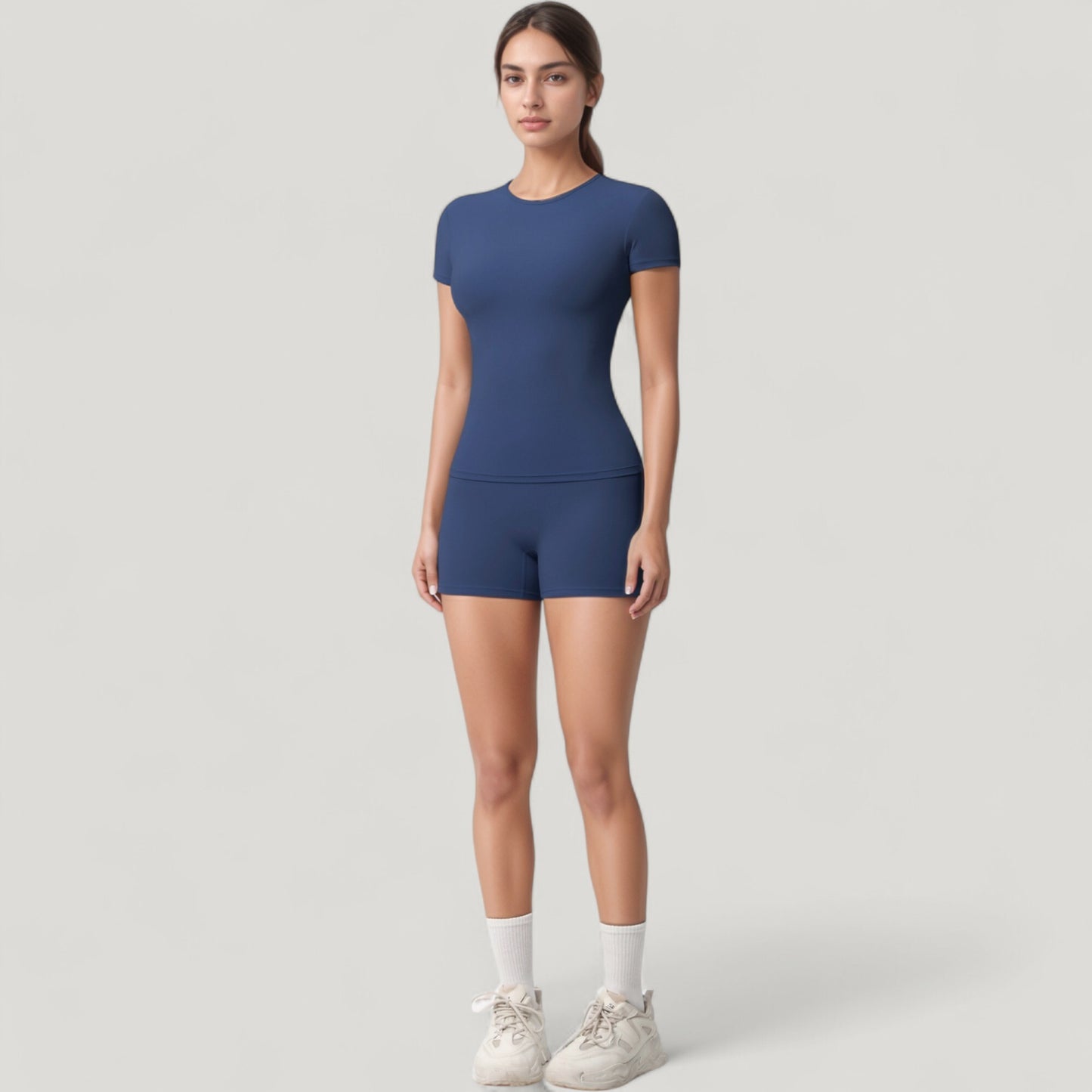 Fitted Short Sleeve Top and High Waist Shorts 2-Piece Active Set