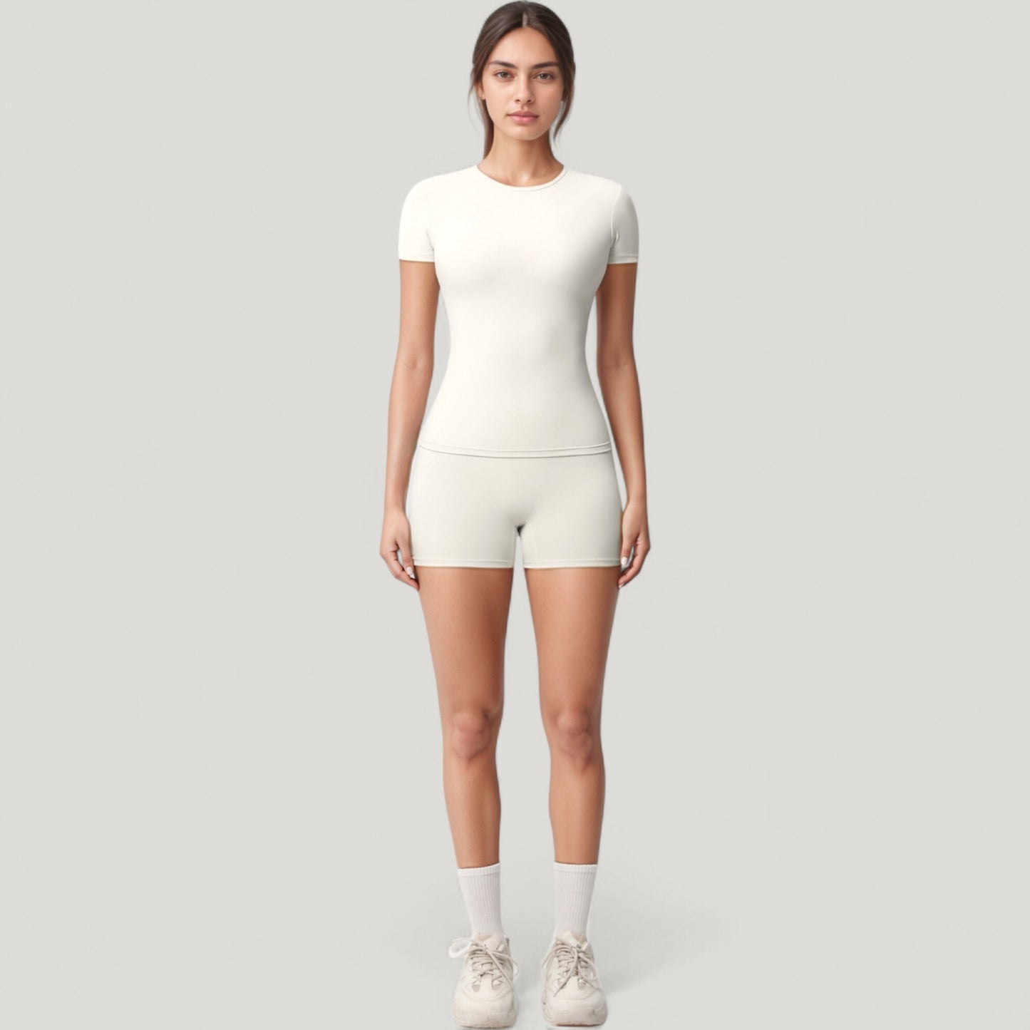 Fitted Short Sleeve Top and High Waist Shorts 2-Piece Active Set