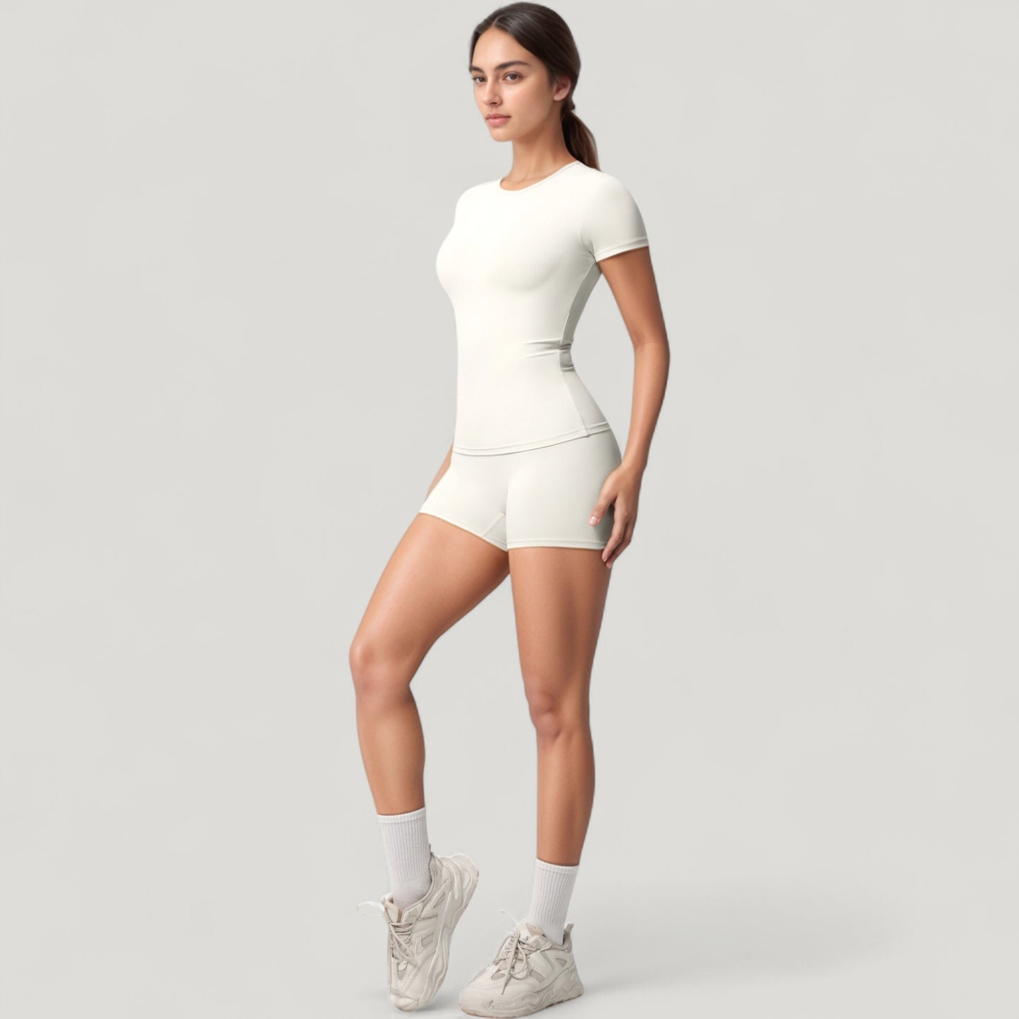 Fitted Short Sleeve Top and High Waist Shorts 2-Piece Active Set