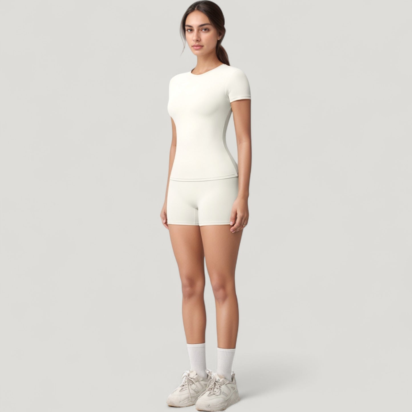 Fitted Short Sleeve Top and High Waist Shorts 2-Piece Active Set