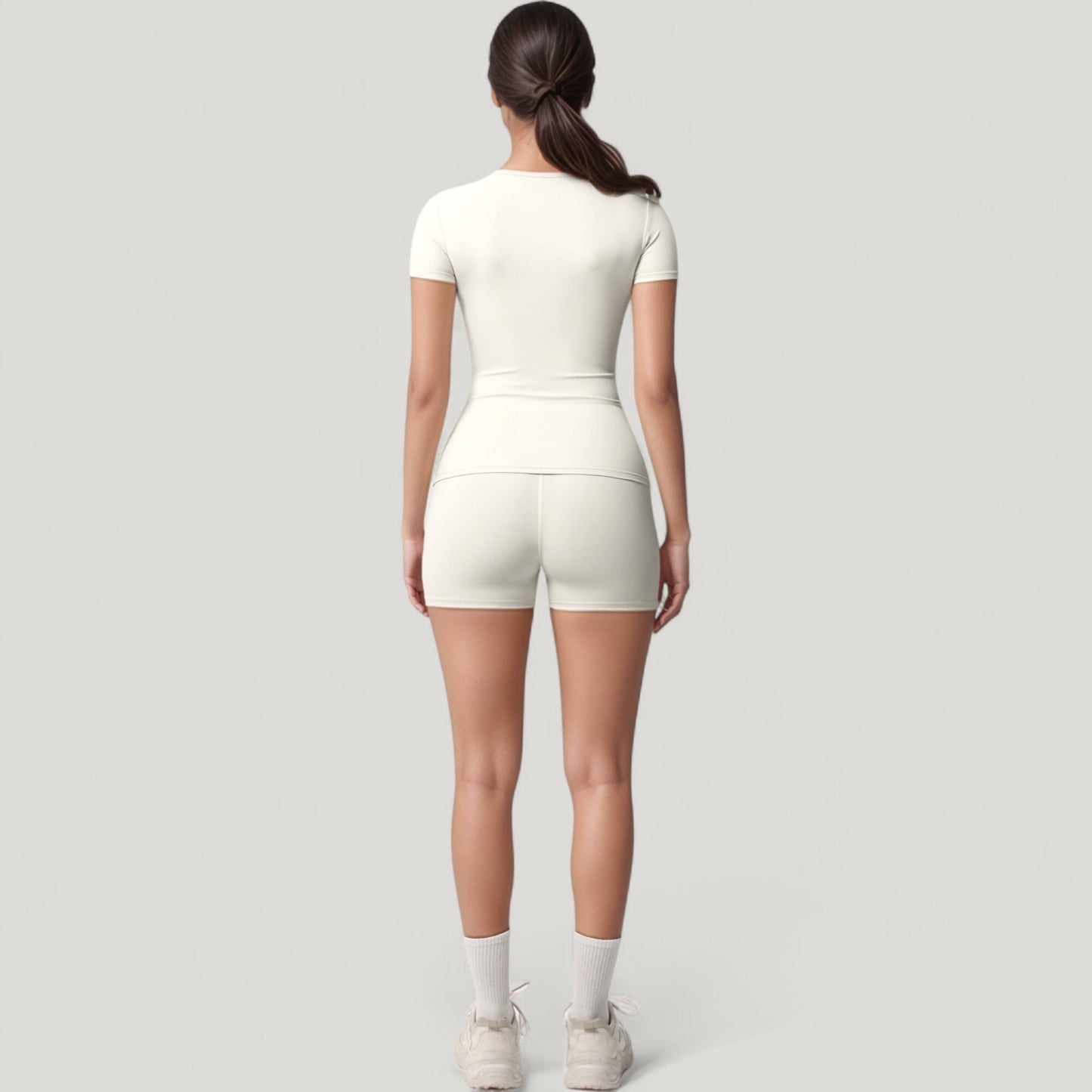 Fitted Short Sleeve Top and High Waist Shorts 2-Piece Active Set
