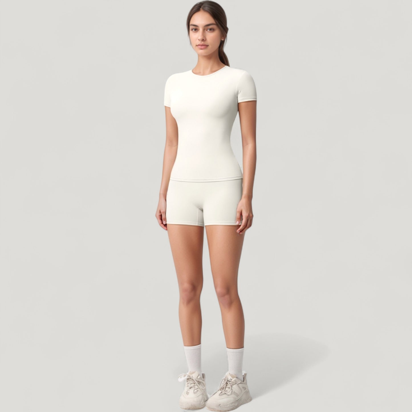 Fitted Short Sleeve Top and High Waist Shorts 2-Piece Active Set
