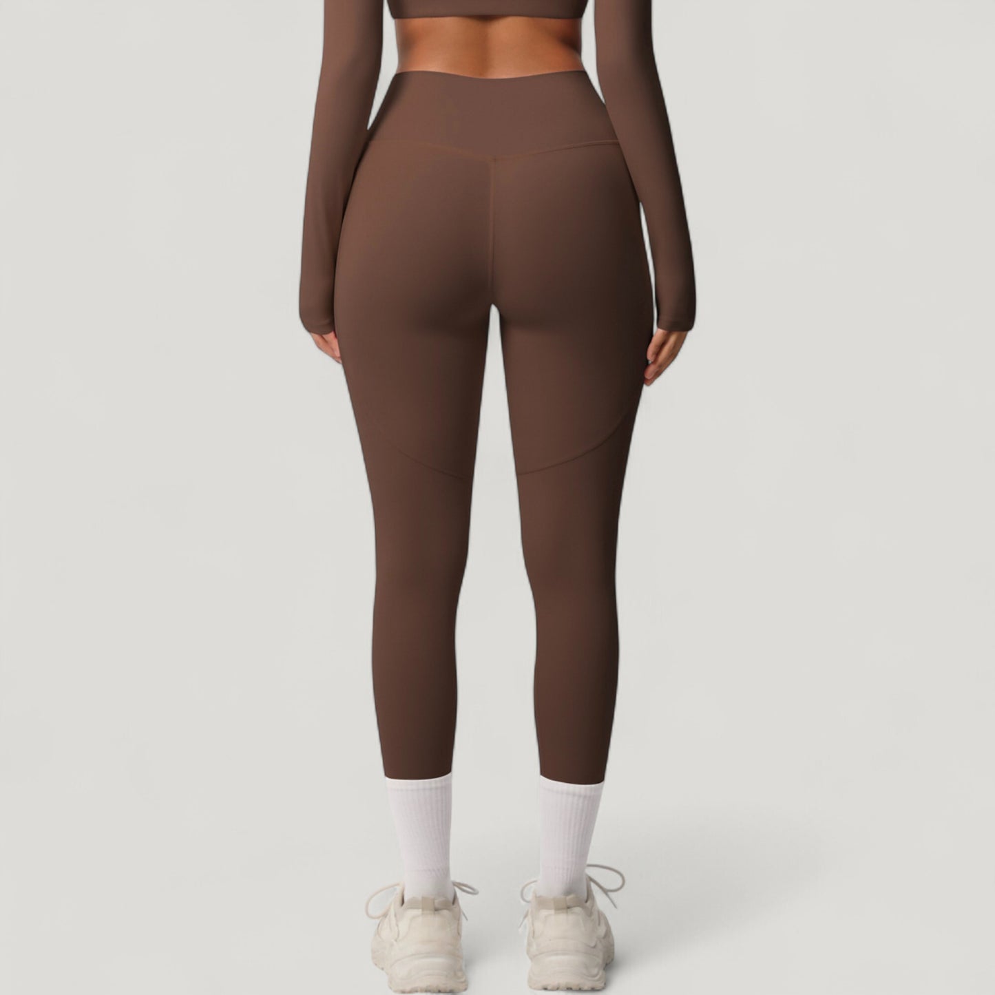 High Waist Full Length Leggings with Side Pockets and Wide Waistband