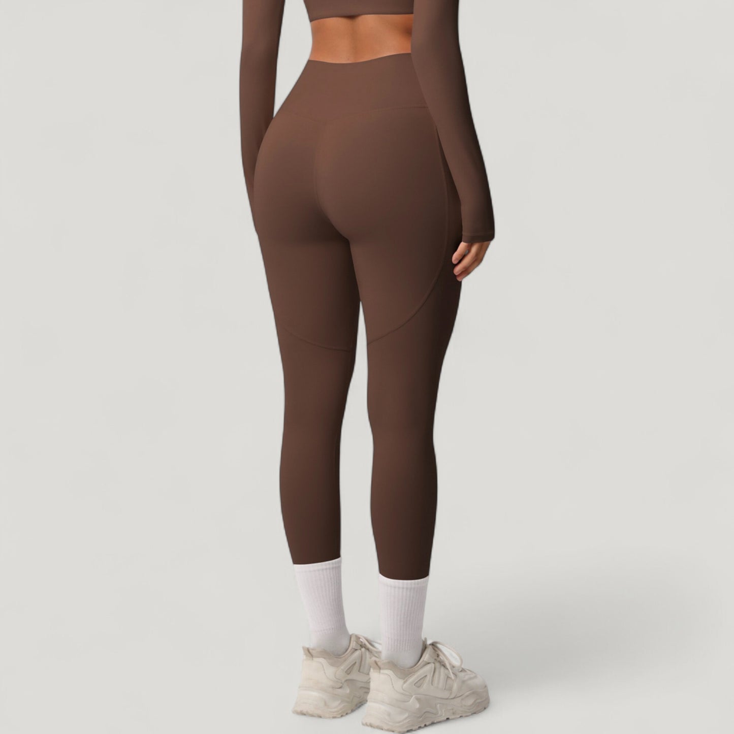 High Waist Full Length Leggings with Side Pockets and Wide Waistband