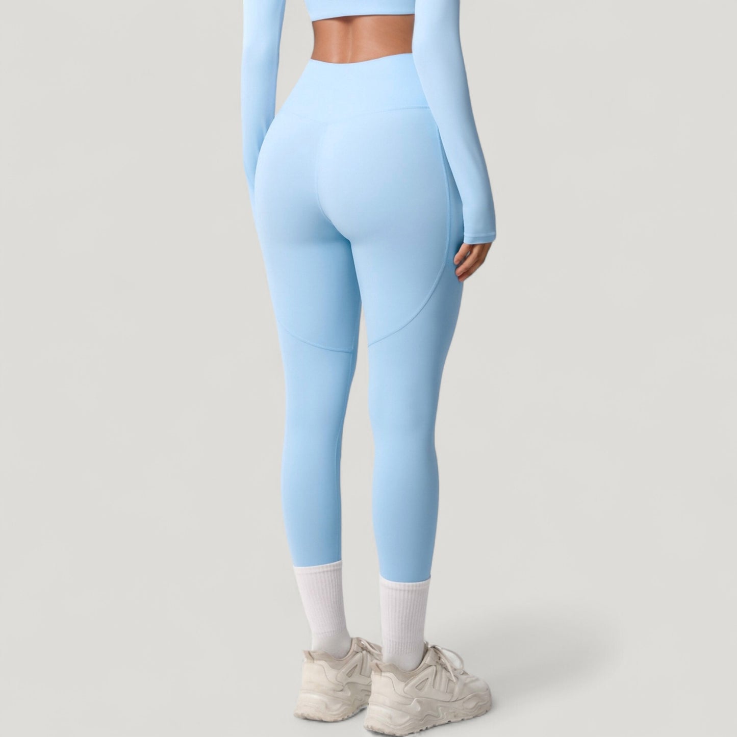 High Waist Full Length Leggings with Side Pockets and Wide Waistband