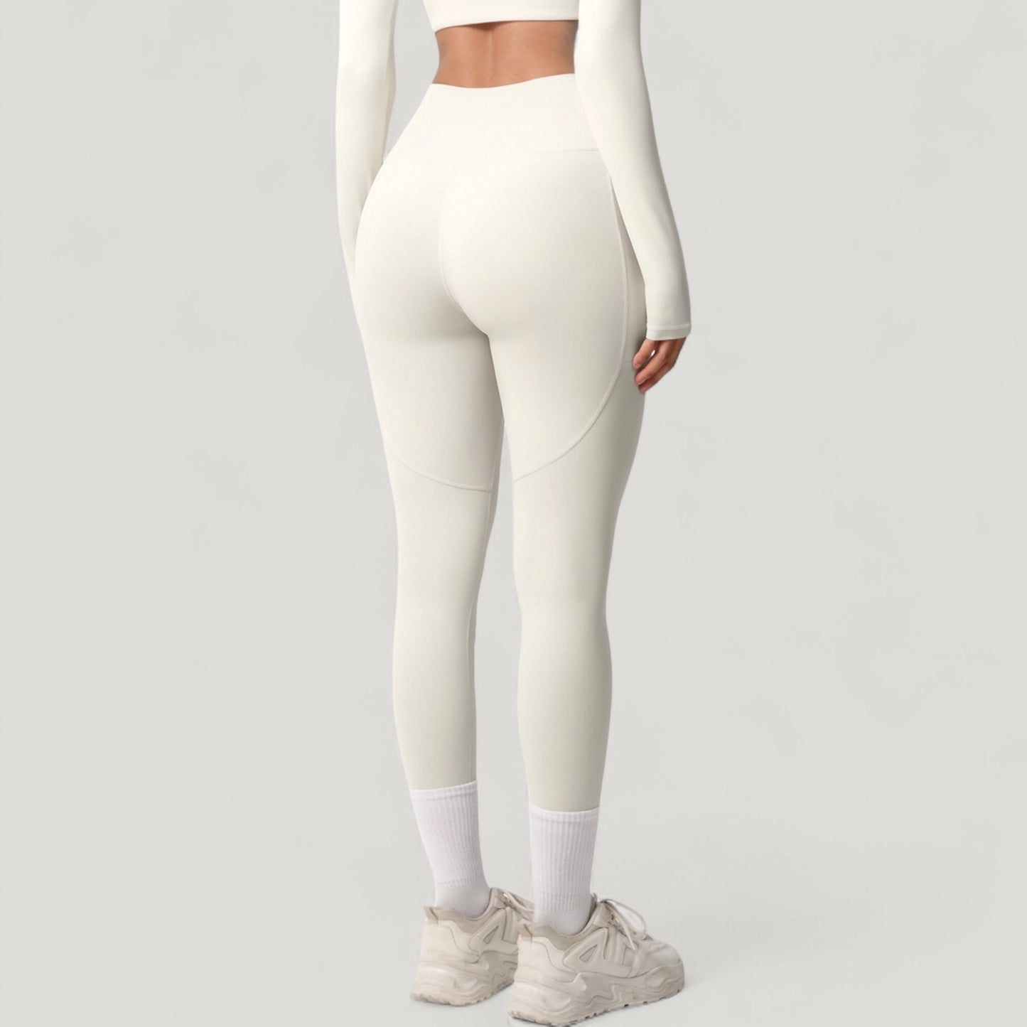 High Waist Full Length Leggings with Side Pockets and Wide Waistband