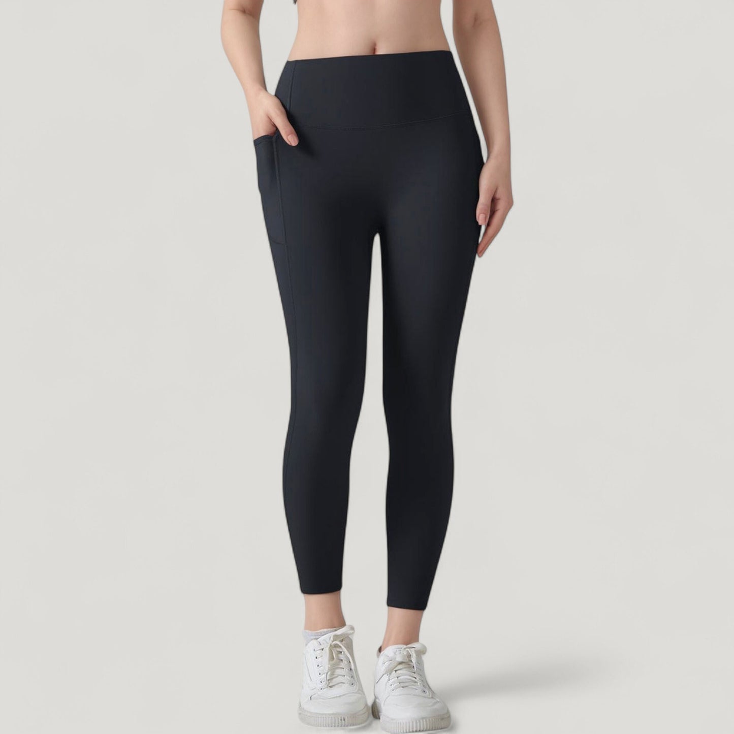 High Waist Leggings with Side Pockets and Seamless Fitted Design for Active and Casual Wear