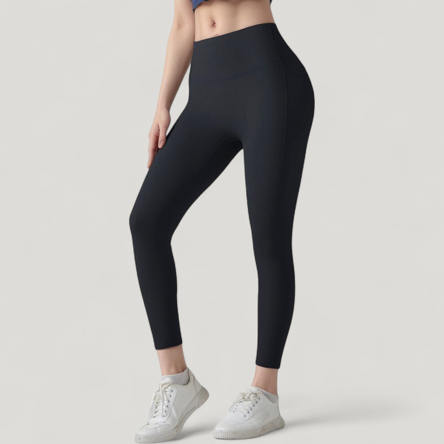 High Waist Leggings with Side Pockets and Seamless Fitted Design for Active and Casual Wear