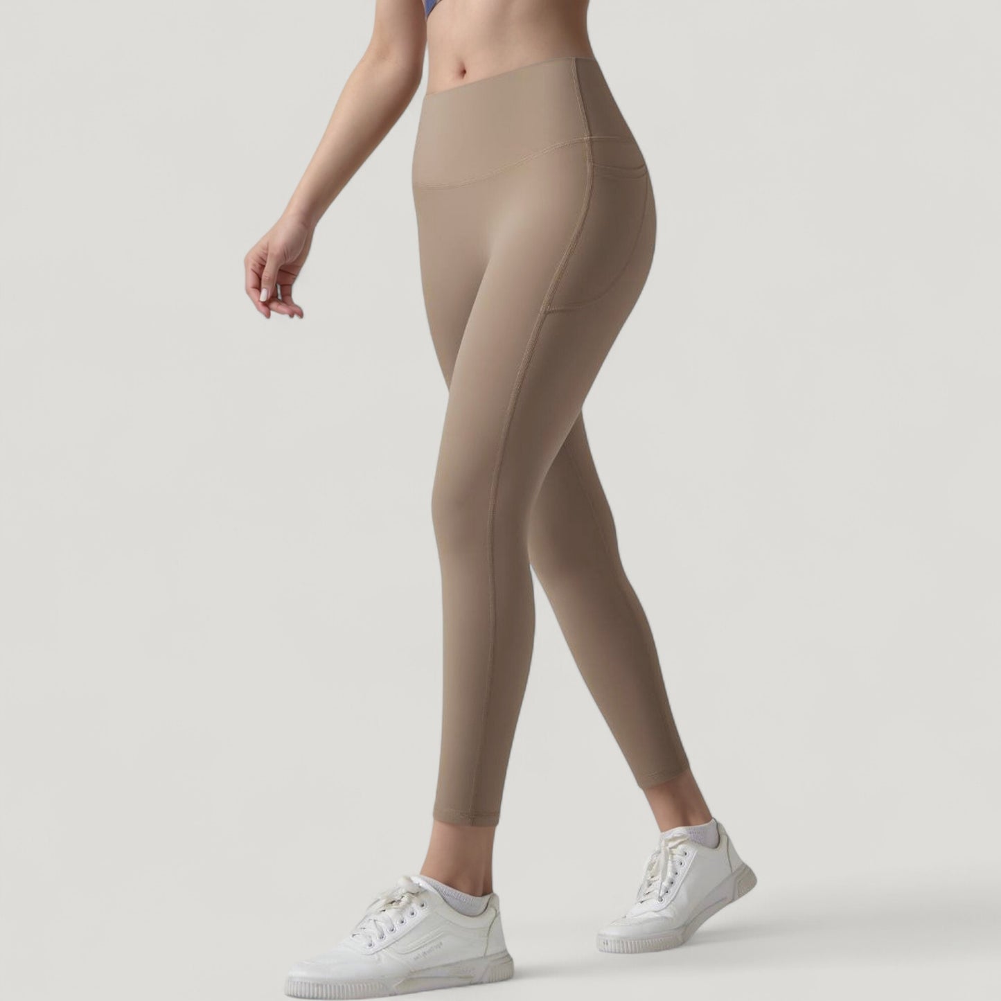 High Waist Leggings with Side Pockets and Seamless Fitted Design for Active and Casual Wear