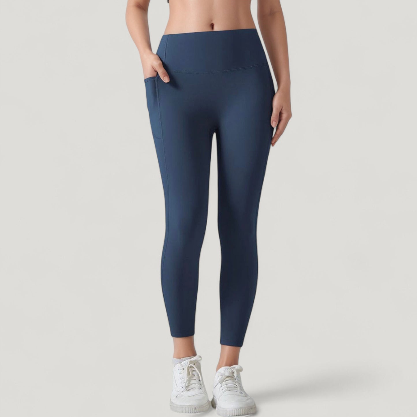 High Waist Leggings with Side Pockets and Seamless Fitted Design for Active and Casual Wear
