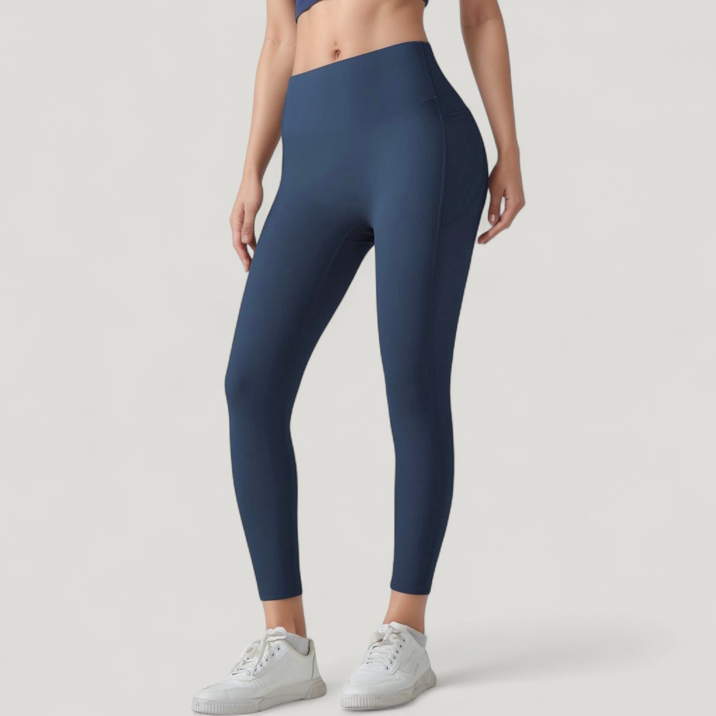 High Waist Leggings with Side Pockets and Seamless Fitted Design for Active and Casual Wear