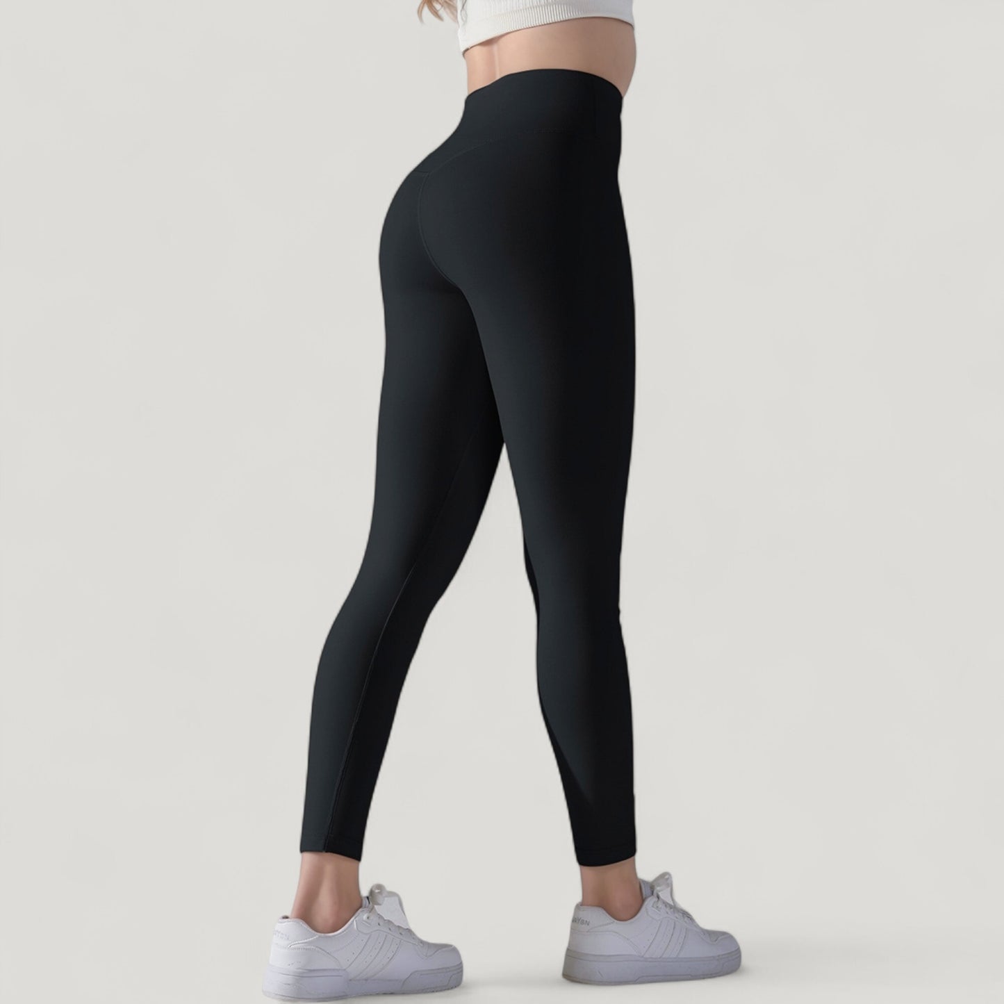 High Waist Seamless Full Length Leggings with Wide Waistband